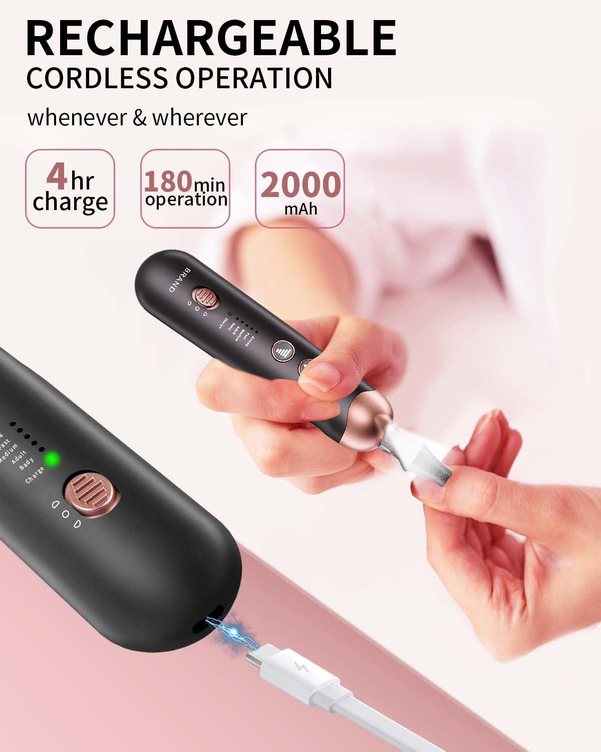 Professional Manicure Pedicure Kit, Cordless Electric Nail File Set, Rechargeable Pedicure Tools For Feet, 5 Speeds Hand Foot Ca