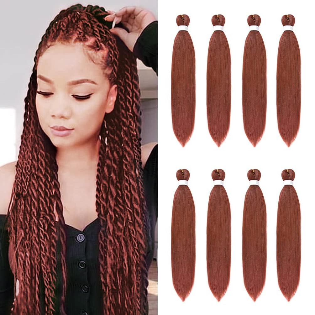 8 Pack Ombre Braiding Hair Pre Stretched - 20'' 75G/Pack Premium Kanekalon Pre Stretched Braiding Hair Extensions, Professional
