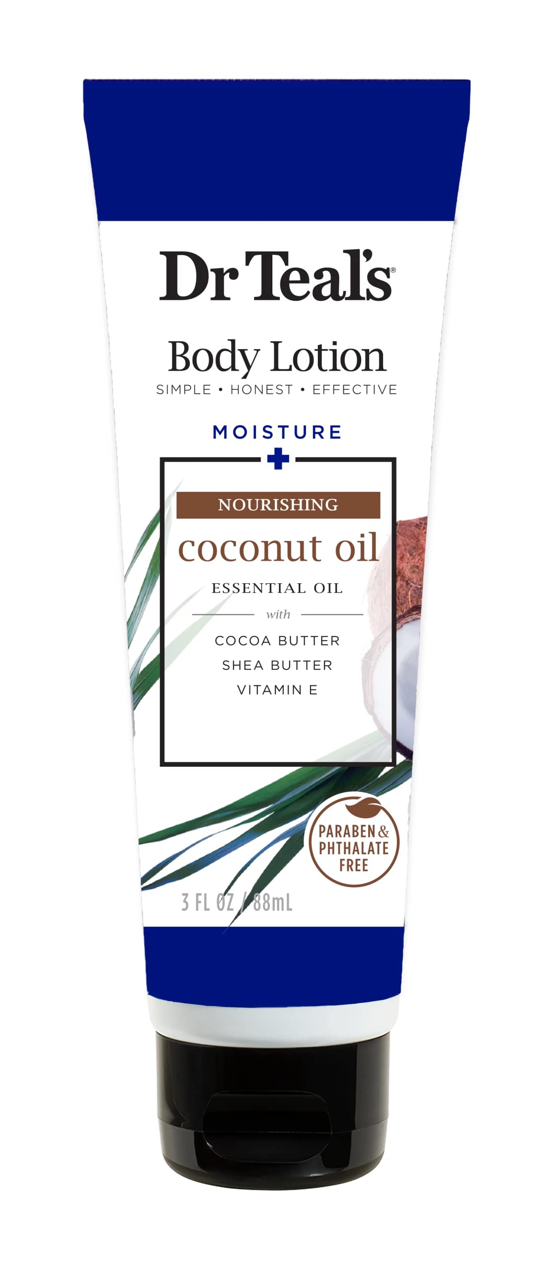 Dr Teals Body Lotion Travel Size 3fl oz - Moisture + Nourishing Coconut Oil + Vitamin E