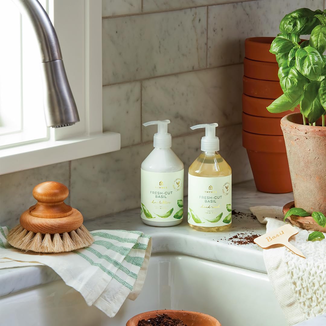 Thymes Hand Wash - Moisturizing Hand Soap Pump Bottle - Hydrating Liquid Hand Soap - Scented Soap With Notes Of Fresh Basil, Tom