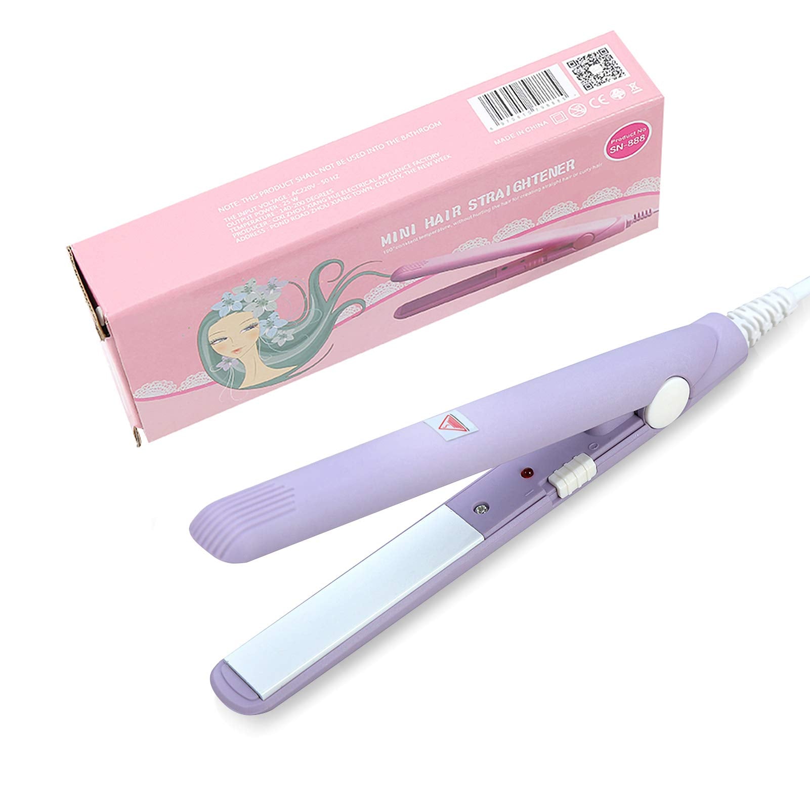 Mini Curling Iron, 2 In 1 Hair Straightener Curler Ceramic Tourmaline Plate Beauty Flat Iron, Portable Travel Size Straightening