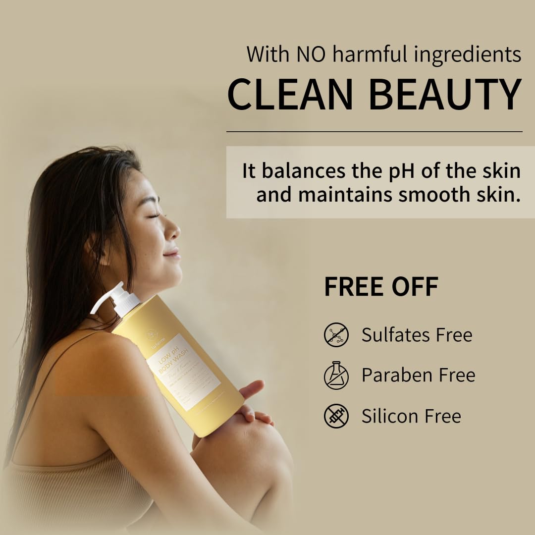 Low Ph Balanced Gentle Body Wash With Natural & Organic Clean Ingredients, Non Toxic & Hypoallergenic, Soften & Hydrate For Dry
