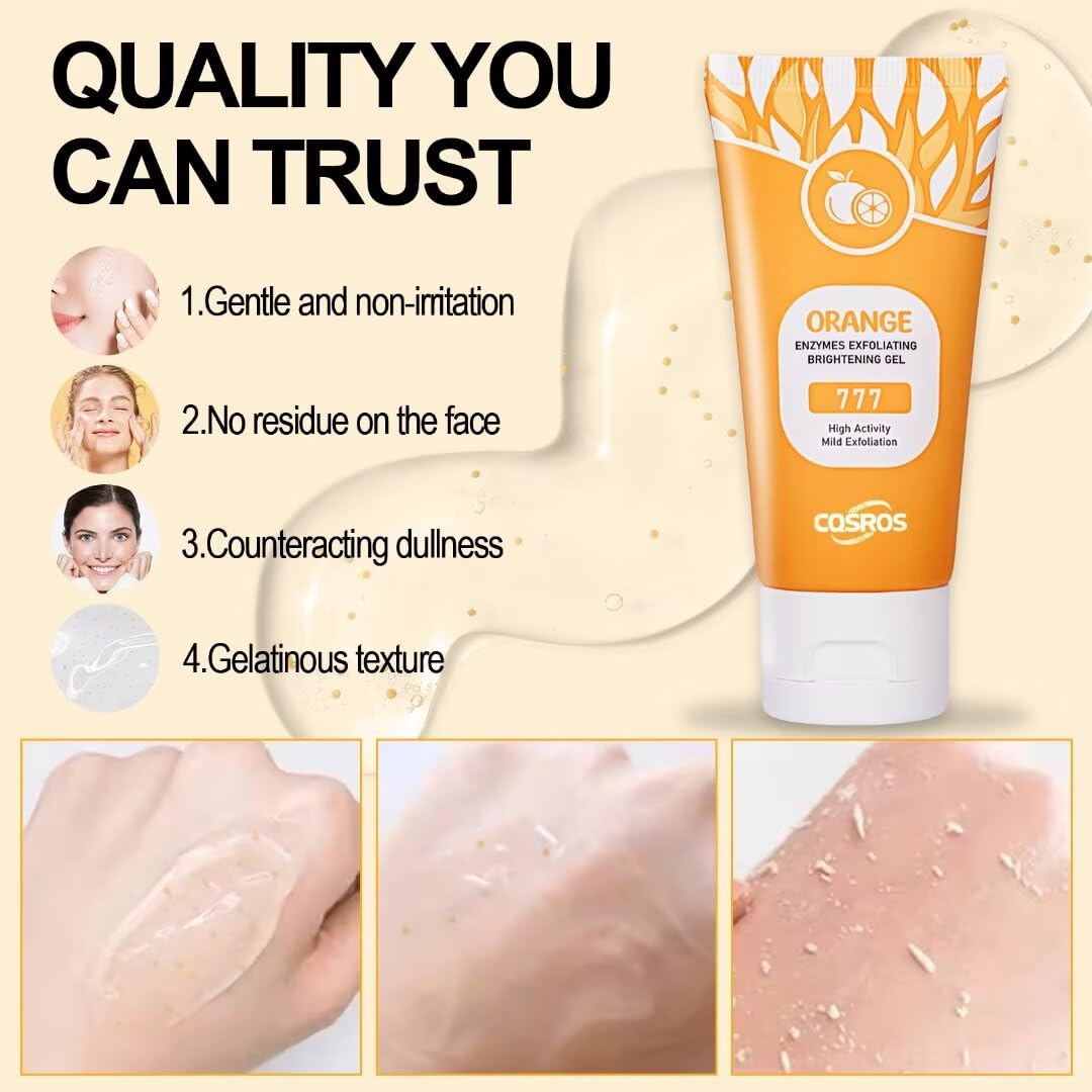 Orange Exfoliating Gel Scrub for Face and Body Skin, Deep Cleansing Moisturizing Skin Exfoliator Gel, Natural Orange Exfoliating