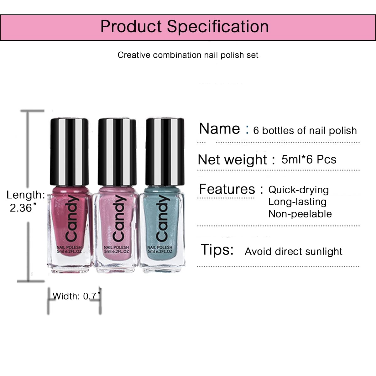 Tophany Nail Polish Set Quick Dry Long Lasting And Not Easy To Peel Off Nail Polish Nail Art For Women And Girls(6 Bottles)