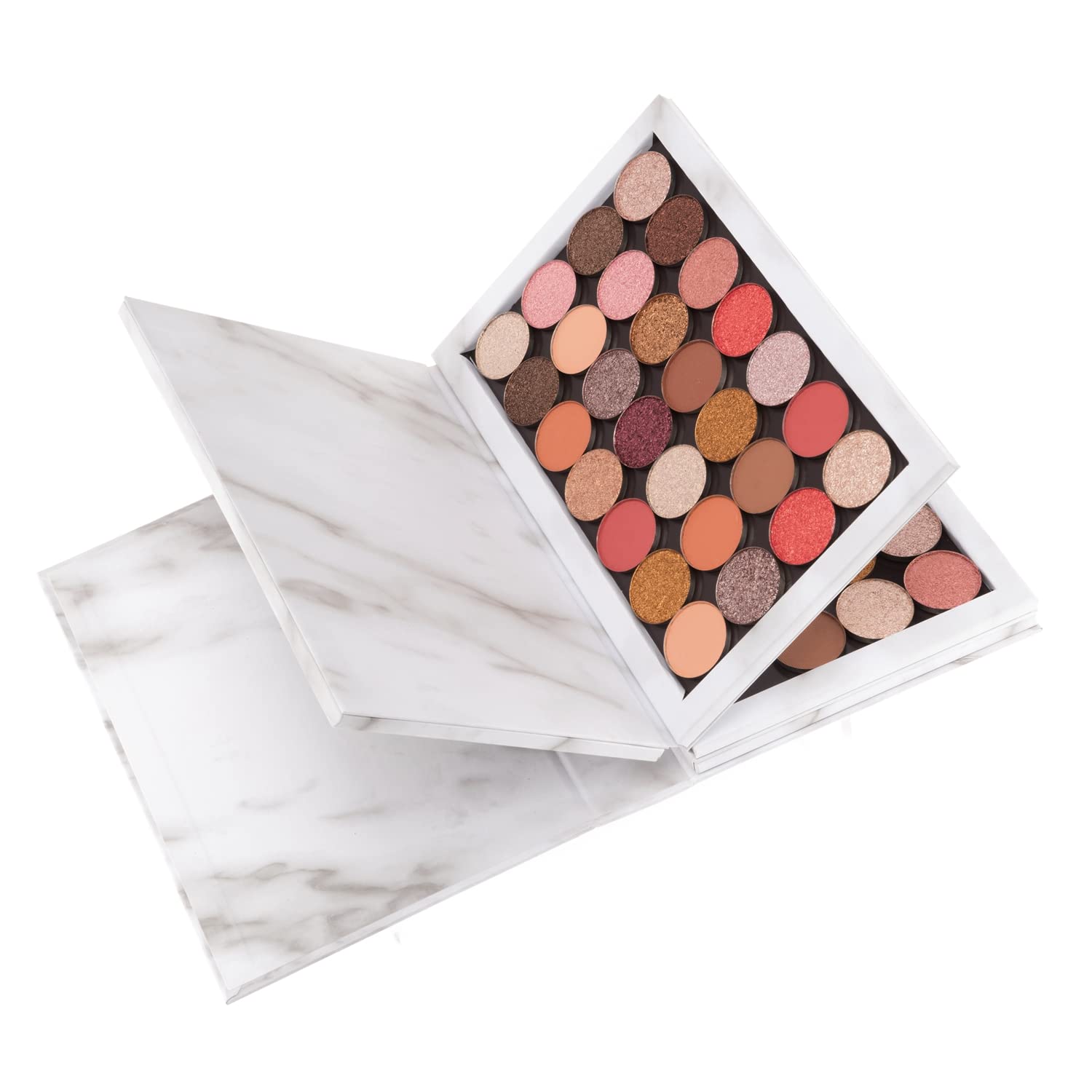 Allwon 4-Layer Book Shaped Marble Magnetic Palette Large Empty Makeup Palette Storage Box For Eyeshadow Lipstick Blush Powder (W