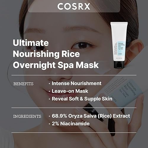 cOSRX Ultimate Nourishing Rice Overnight Spa Mask, 60ml  202 floz  Rice Extract 68% and Niacinamide 2%  Korean Skin care, Animal