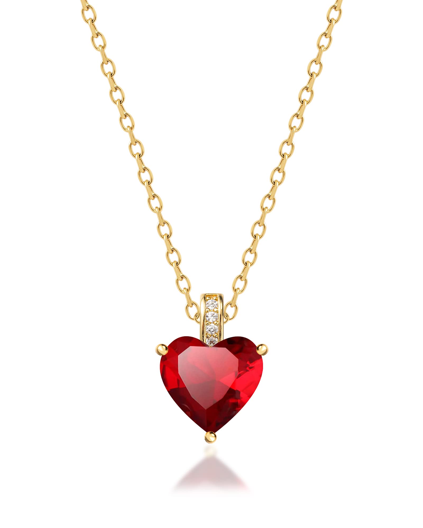 July Birthstone Jewelry for women, Ruby Necklace, July Birthstone Necklace, Ruby Necklace for Women, Heart Necklace, July Birthd