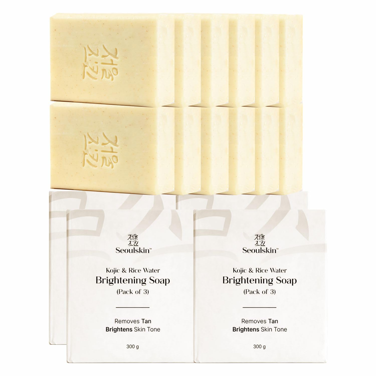 Seoulskin Kojic & Rice Water Brightening Soap (Pack Of 12) | Fades Dark Spots, Tan & Pigmentation | Glowing Skin | ParabenFree 