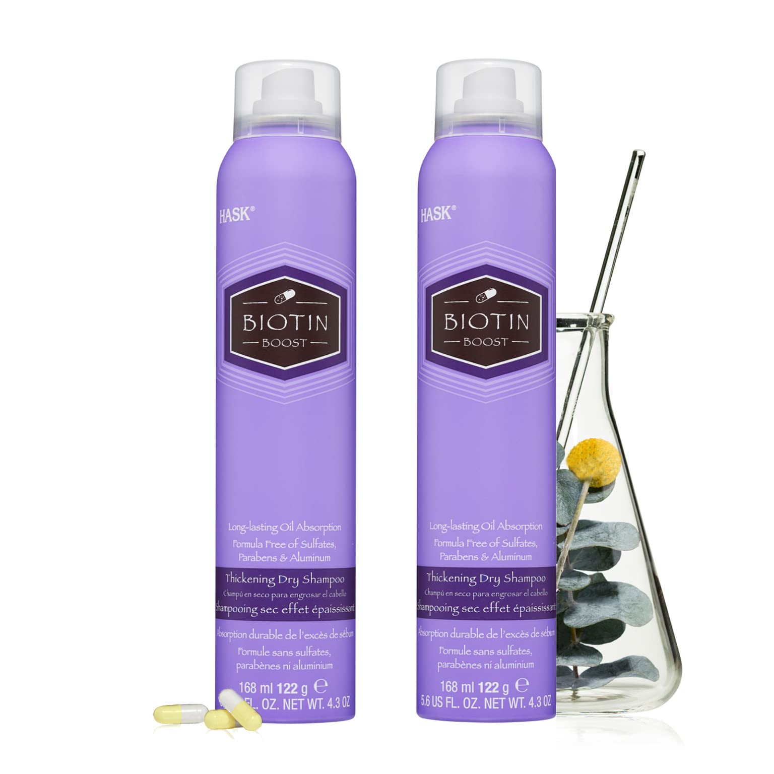 HASK Biotin Thickening Dry Shampoo Kits for all hair types, aluminum free, no sulfates, parabens, phthalates, gluten or artifici