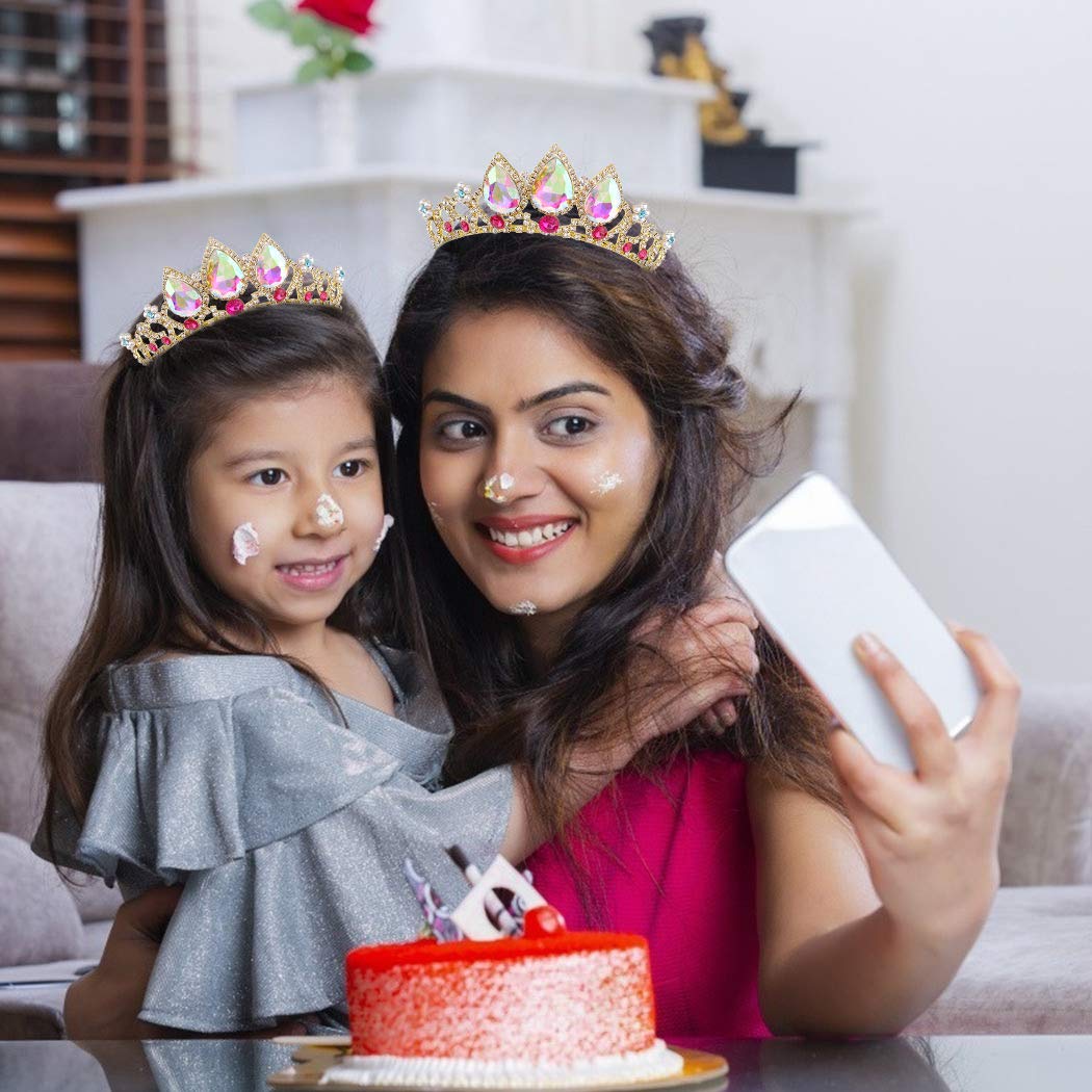Cocide Rapunzel Crown For Girls Ab Crystal Tiara And Crown For Birthday Party Pearl Headband For Rhinestone Princess Hairpiece F
