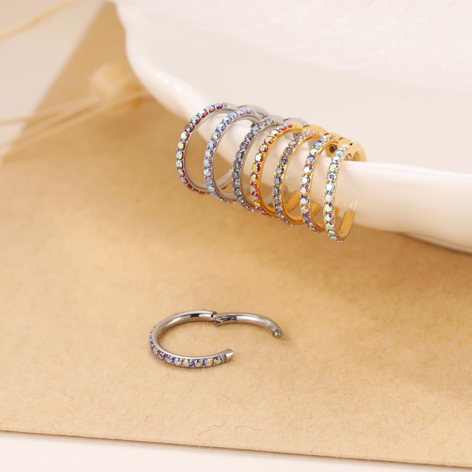 FUNLMO Nose Rings Cartilage Earring Septum Jewelry Daith Helix Rook Earrings Septum Helix Tragus Daith Piercing Jewelry Nose Hoo