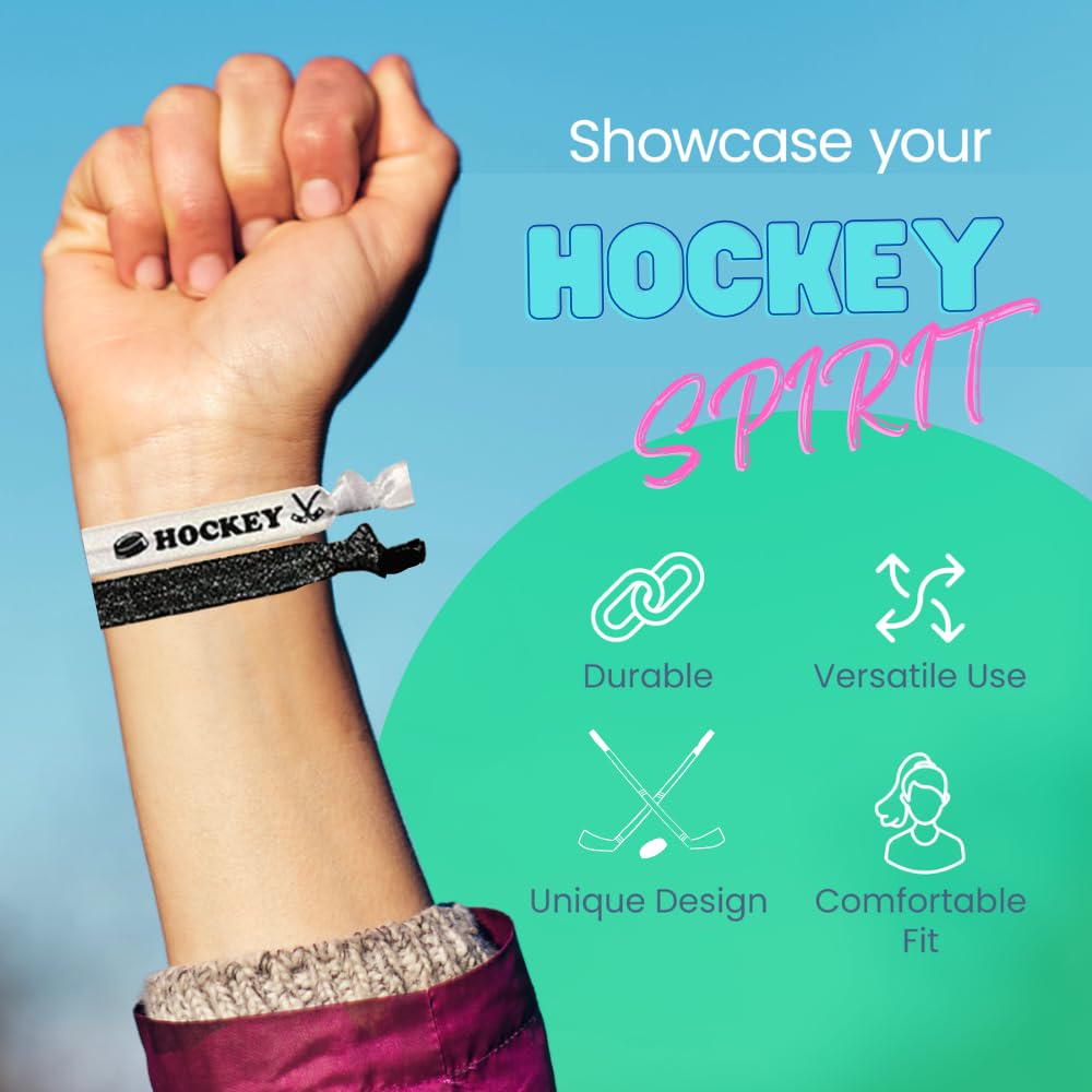 Hockey Hair Accessories, Girls Ice Hockey Hair Ties, No Crease Hockey Hair Elastics Set, Hockey Gift for Girl Hockey Players and