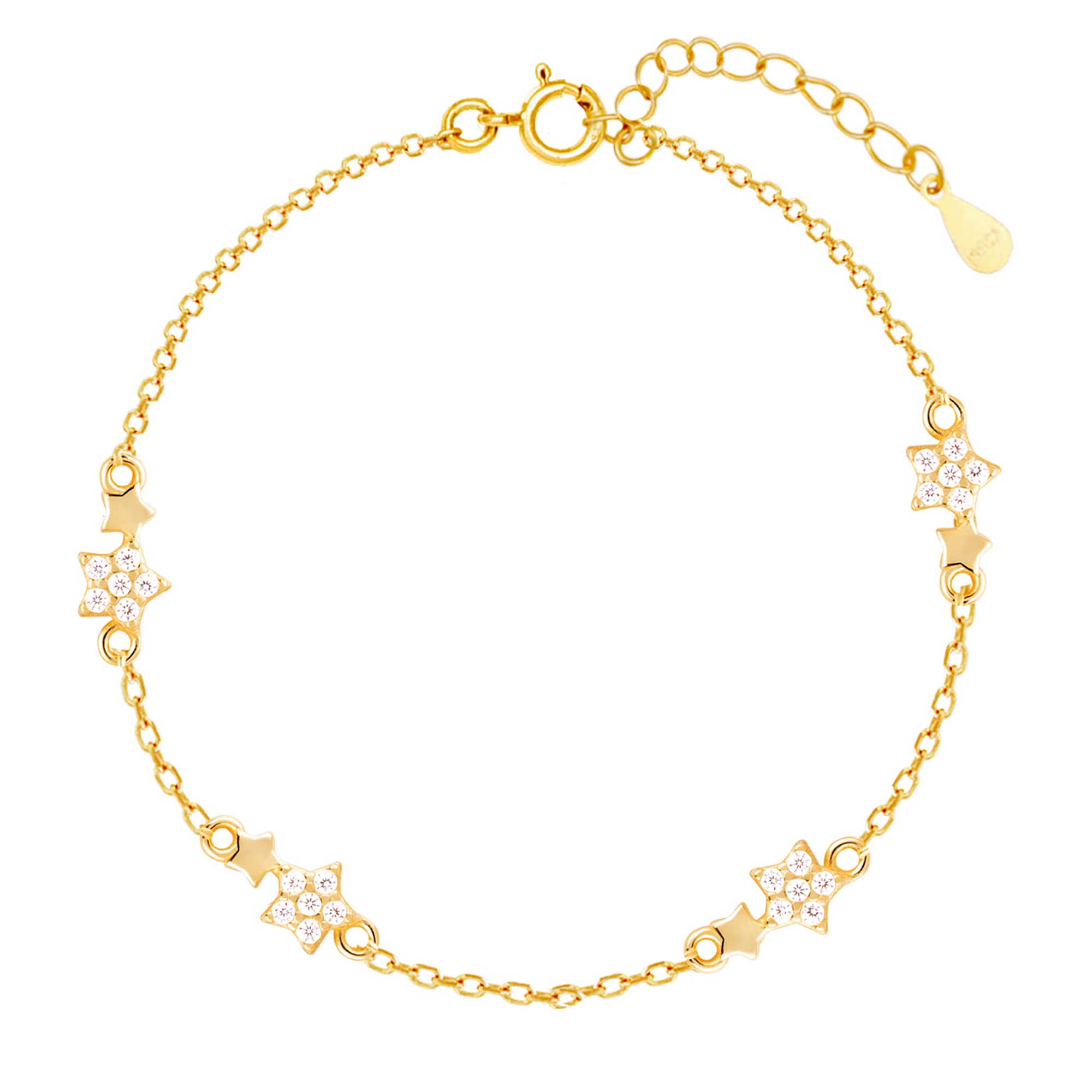 Giva 925 Silver Golden Binary Star Bracelet, Adjustable | Gifts For Women And Girls | With Certificate Of Authenticity And 925 S