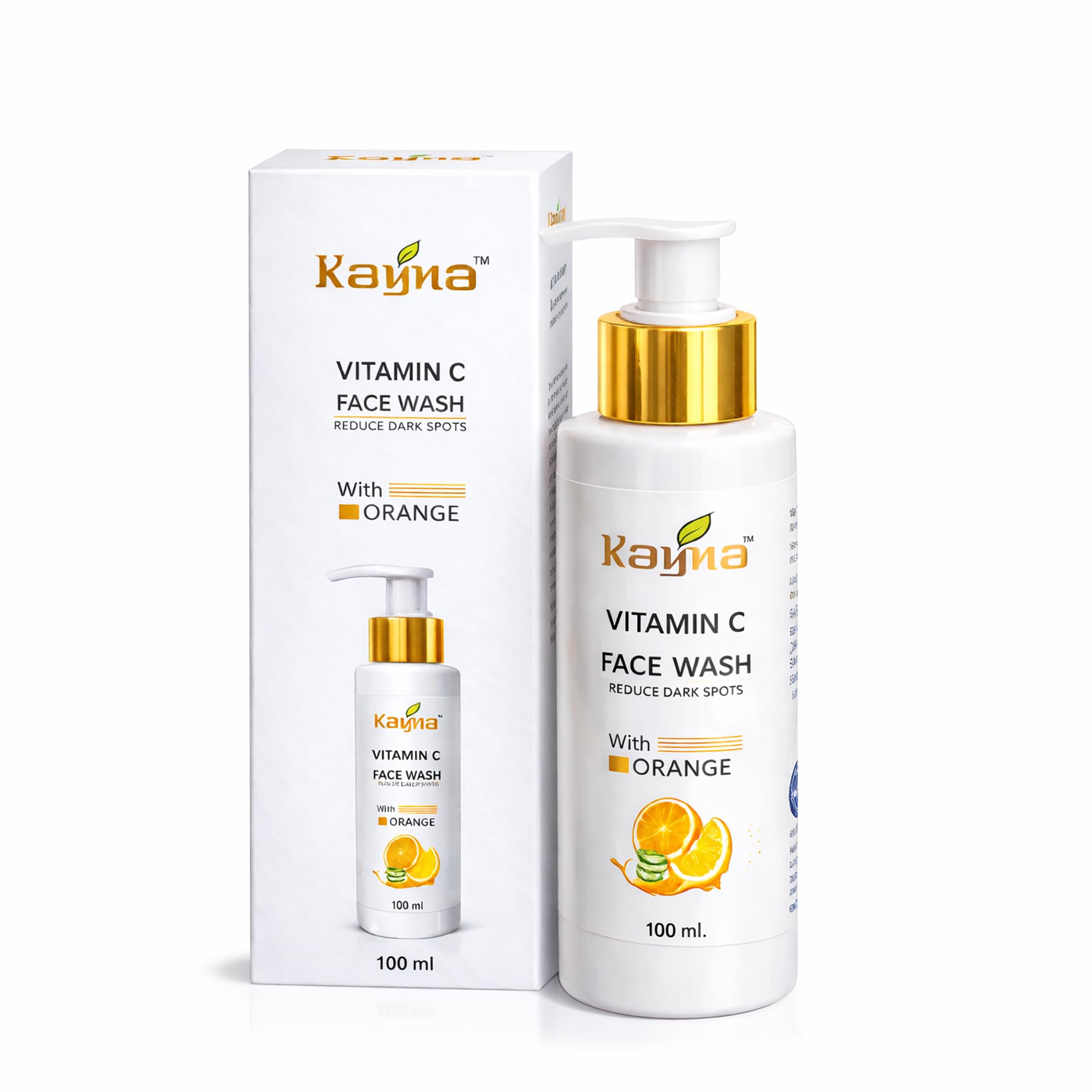 Kayna Healthcare Vitamin C Face Wash 100Ml With Orange Extract | Reduce Dark Spots & Pigmentation | Brightening & Deep Cleansing
