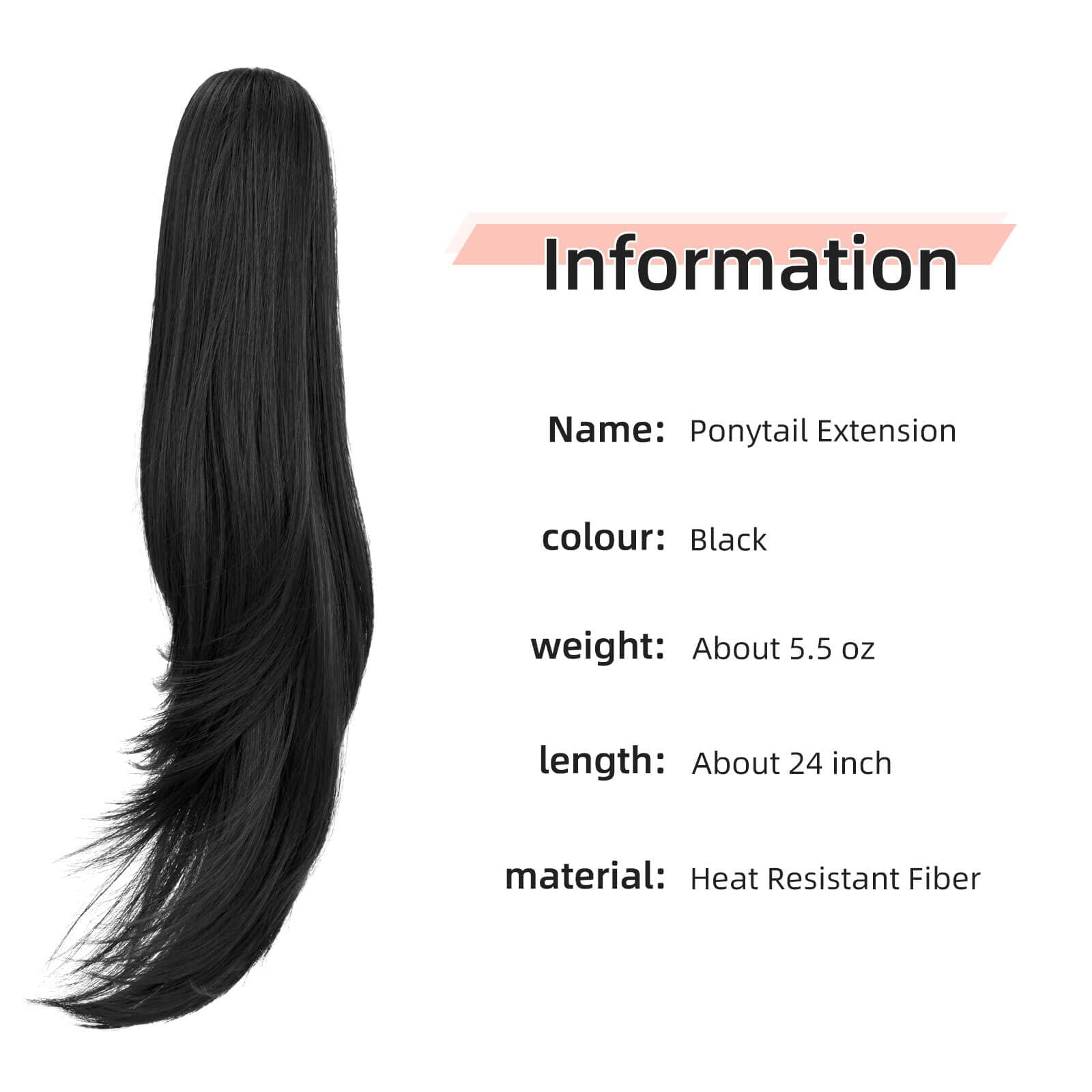 Heweicsy Ponytail Extension,Hair Extension Ponytail 22'' Long Claw Hair Extension Synthetic Wavy Straight Hairpieces Ponytail Cl