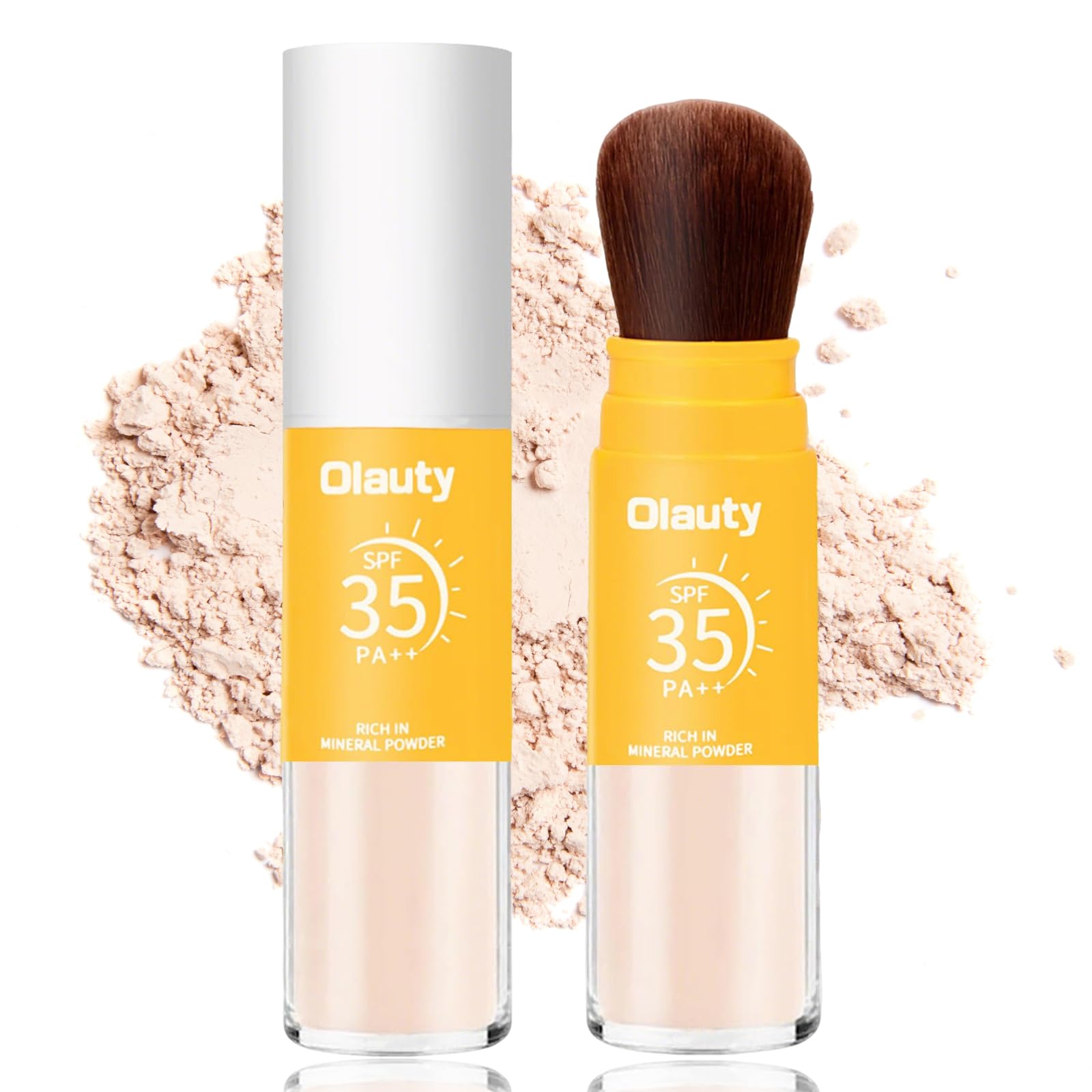Mineral Powder Sunscreen for Face & Scalp, SPF 35,Beach Essentials,Brush on Sunscreen Setting Powder,Oil Control Hair Sunscreen 