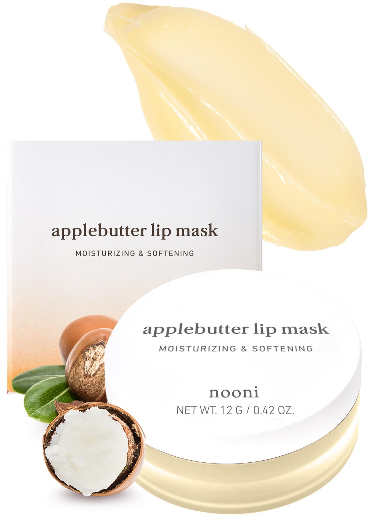 Nooni Applebutter Lip Mask With Shea Butter And Vitamins | Korean Overnight Sleeping Lip Mask, Hydrating Lip Butter, Balm, Softe