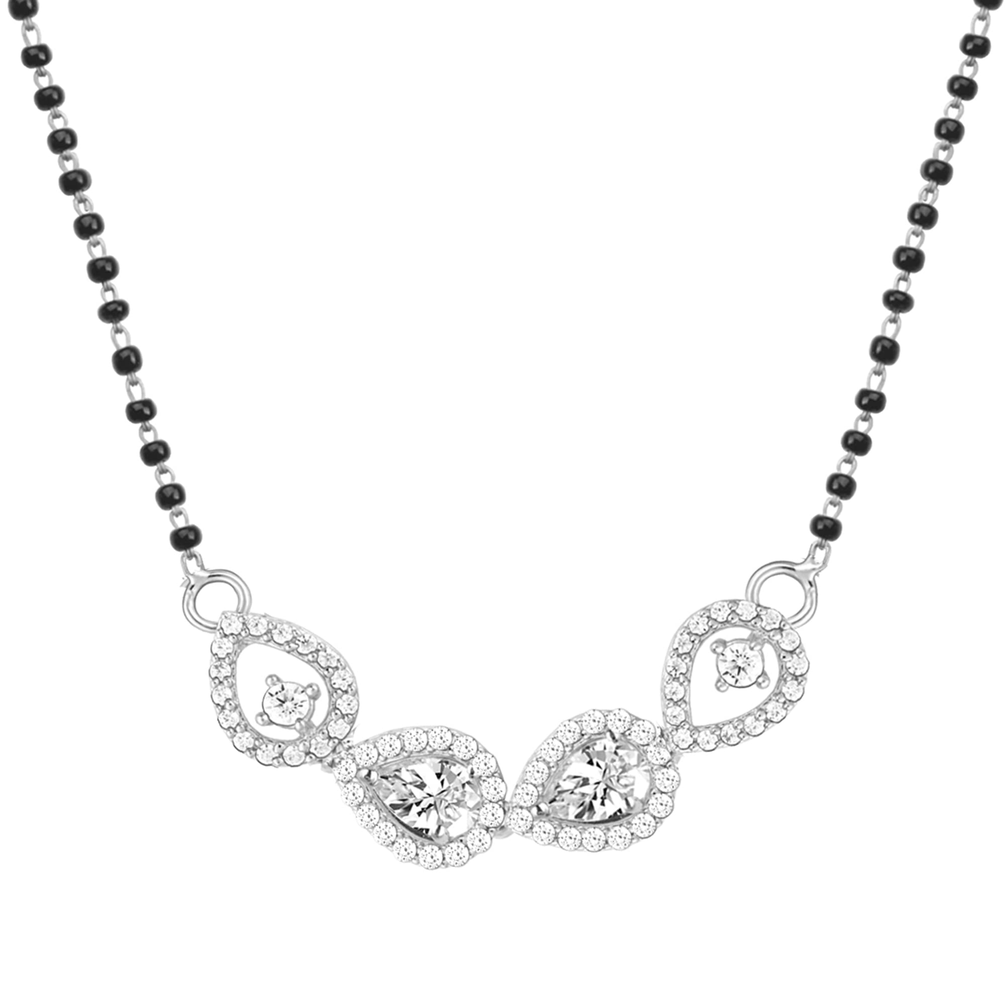 Giva 925 Silver Alluring Mangalsutra | Black Bead Necklace To Gift Women | With Certificate Of Authenticity And 925 Stamp | 6 Mo