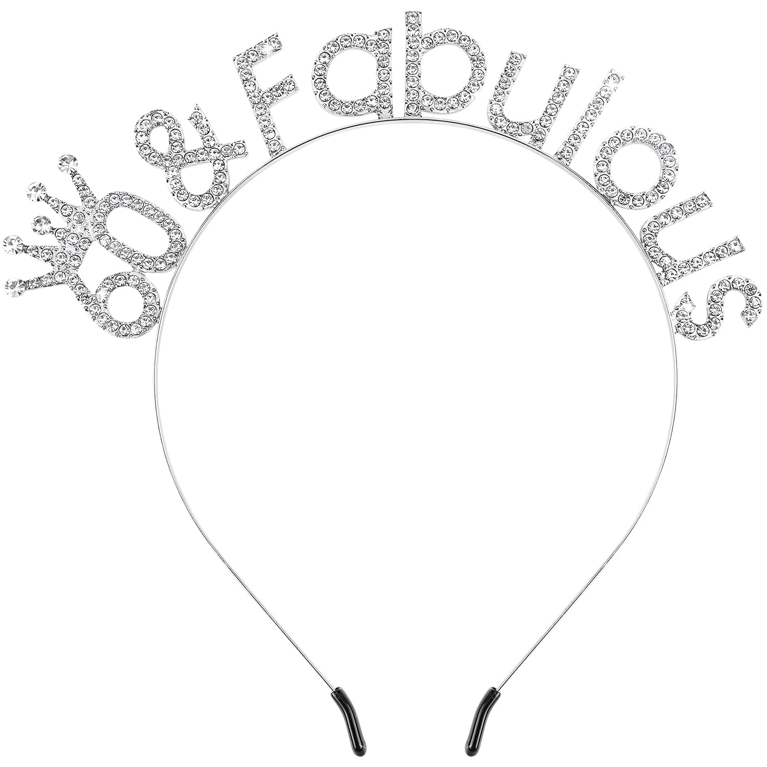 Atoden 60th Birthday Decorations 60 and Fabulous Headbands for Women Silver Tiara Crown Gifts for Women