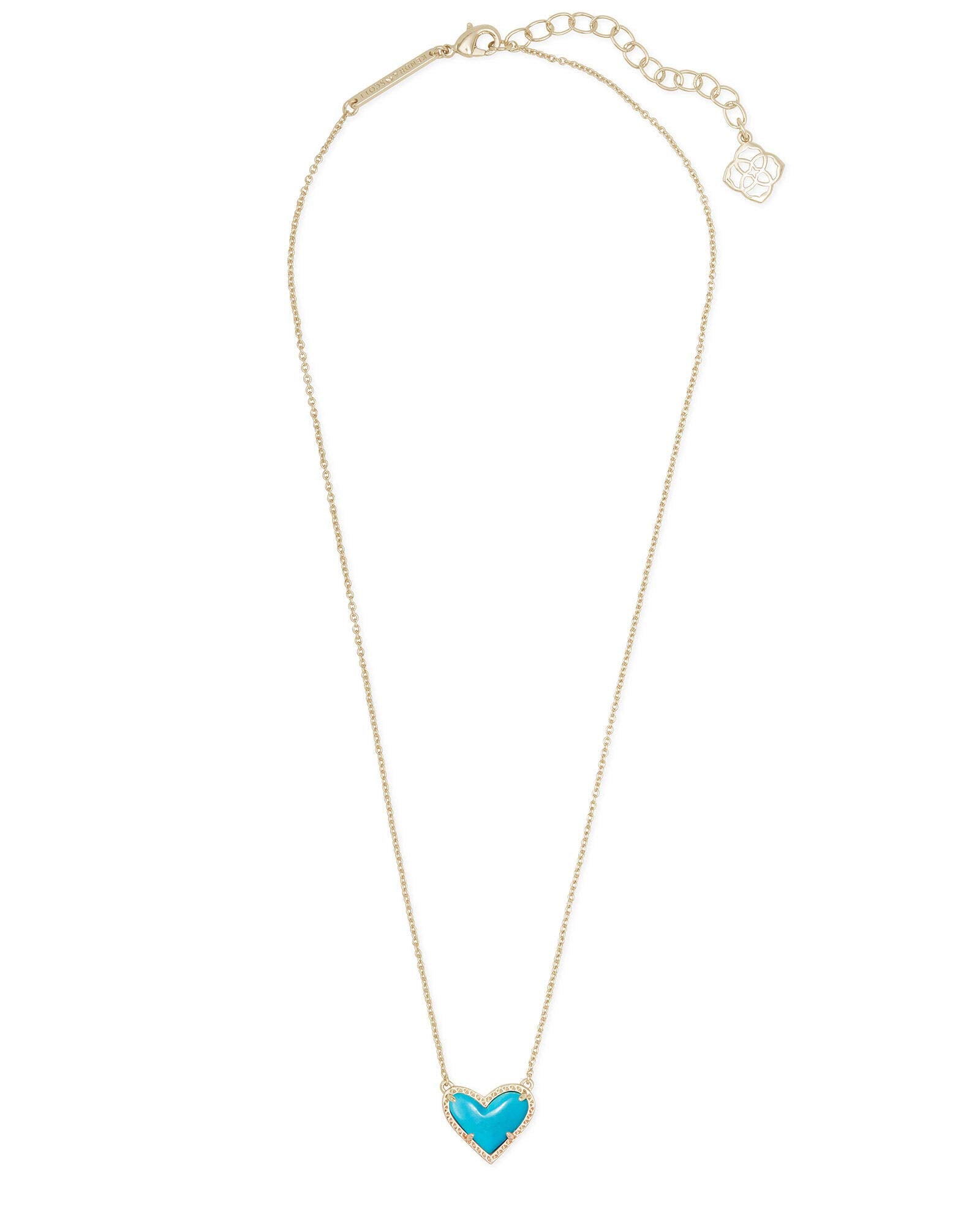 Kendra Scott Ari Heart Pendant Necklace for Women, Fashion Jewelry, 14k Gold-Plated, Turquoise Magnesite