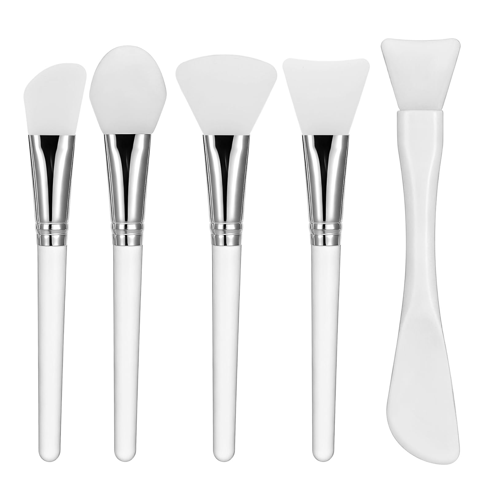 5 Pcs Silicone Mask Applicator, Face Mask Applicator Tool, Silicone Face Brush, Soft Flexible Applicators for Clay Mud Masks, Bo