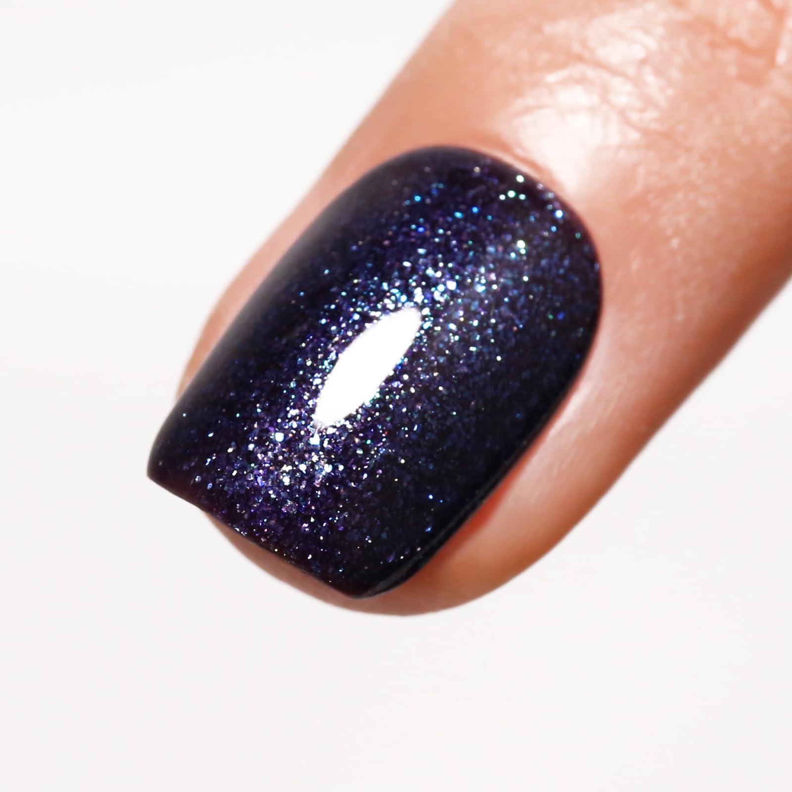 Firedeep Black Blue Gel Nail Polish, 16Ml Deep Black Purple Glitter Sparkle Shiny Color Uv/Led Soak Off Nail Gel Polish At Home