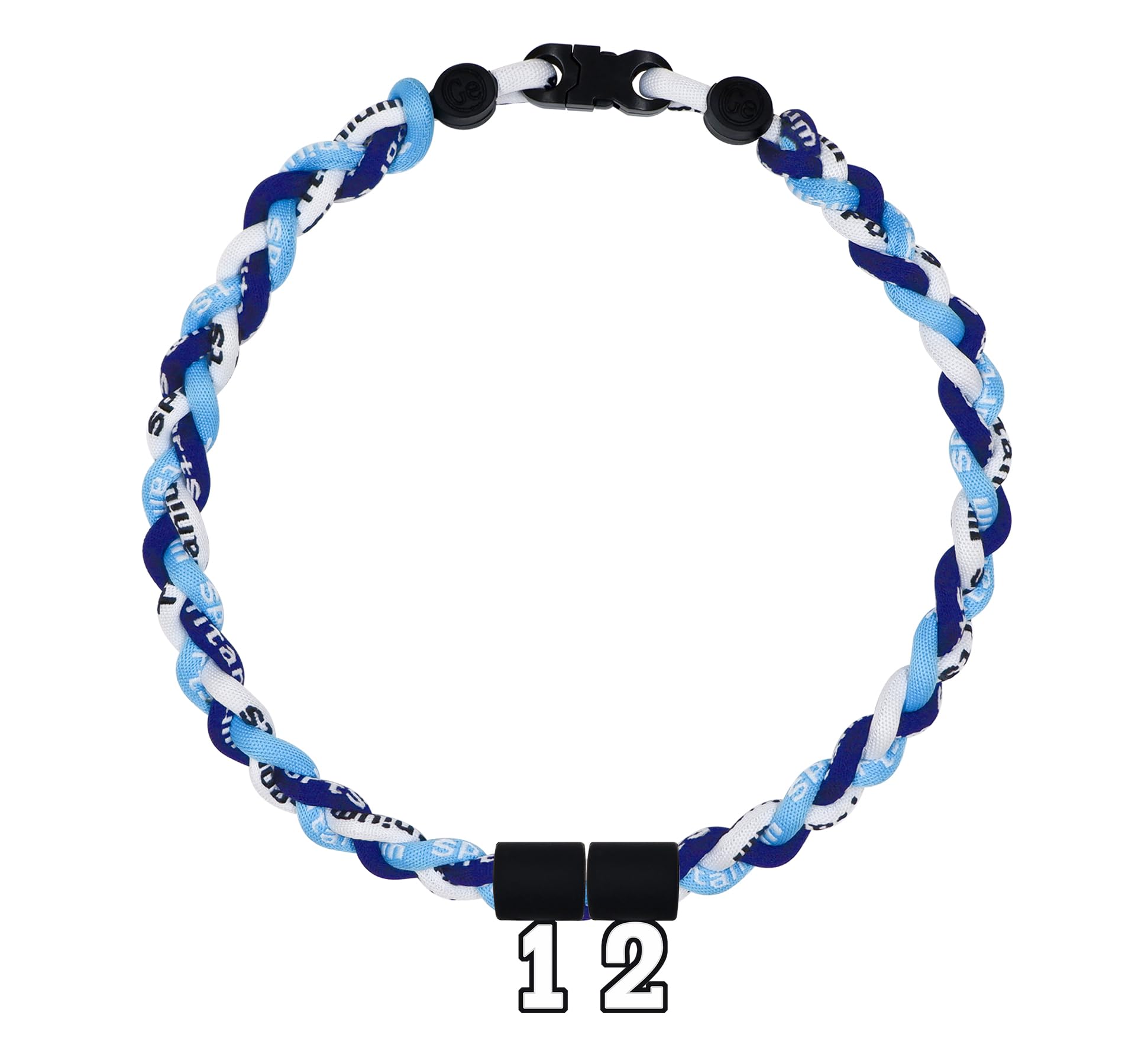 SUPBOMM Baseball Rope Necklaces, League Team Colors Braided Necklace with Number Pendant, Baseball Team Gifts, Rays, No. 12