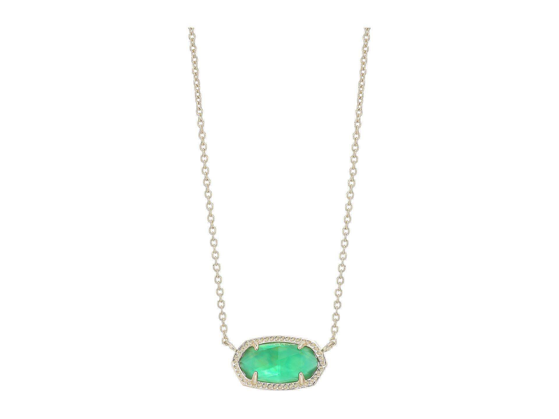 Kendra Scott Elisa Pendant Necklace for Women, Fashion Jewelry, 14k Gold-Plated, Jade Green Illusion