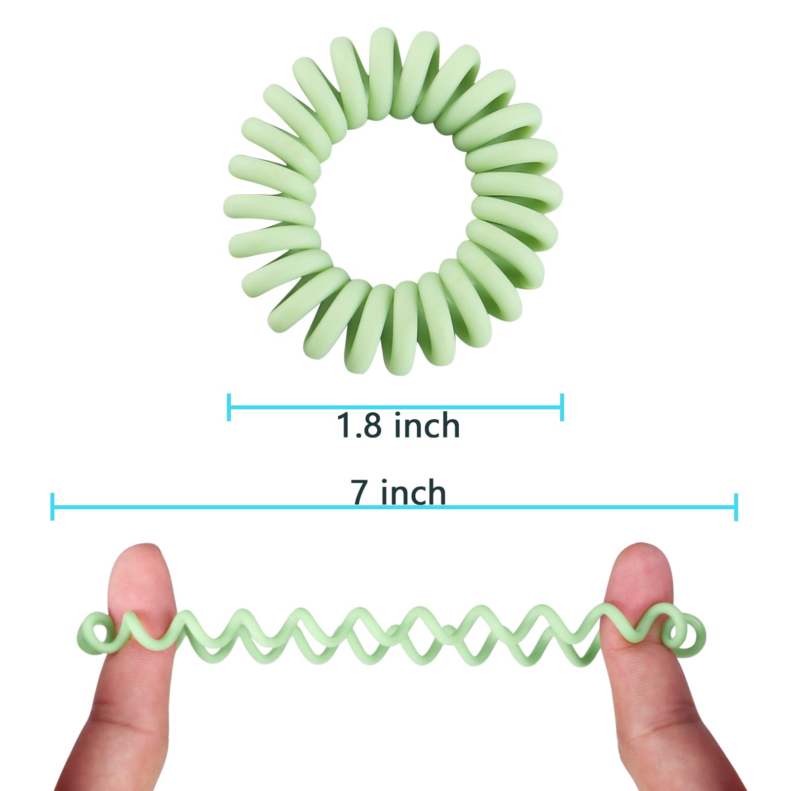 Teqifu18 Pack Hair Elastics, No Crease Spiral Hair Ties Hair Bands Matte Color Waterproof Phone Cord Hair Scrunchies Hair Coils
