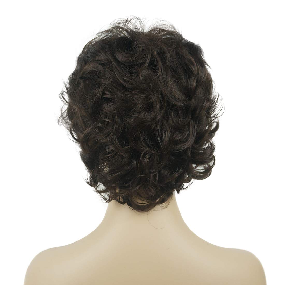 Lydell Women'S Short Wavy Curly Wig Synthetic Hair Full Wig 6 Inches (Chestnut Brown)
