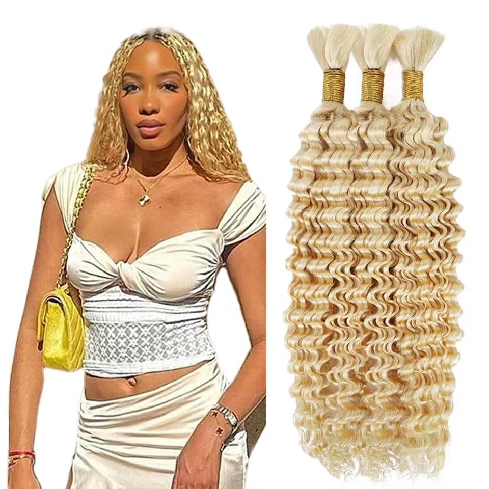 #613 Honey Blonde Human Braiding Hair for Boho Braids Hair 26 26 26 Inch Curly Boho Hair for Braiding Human Hair Unprocessed Bra