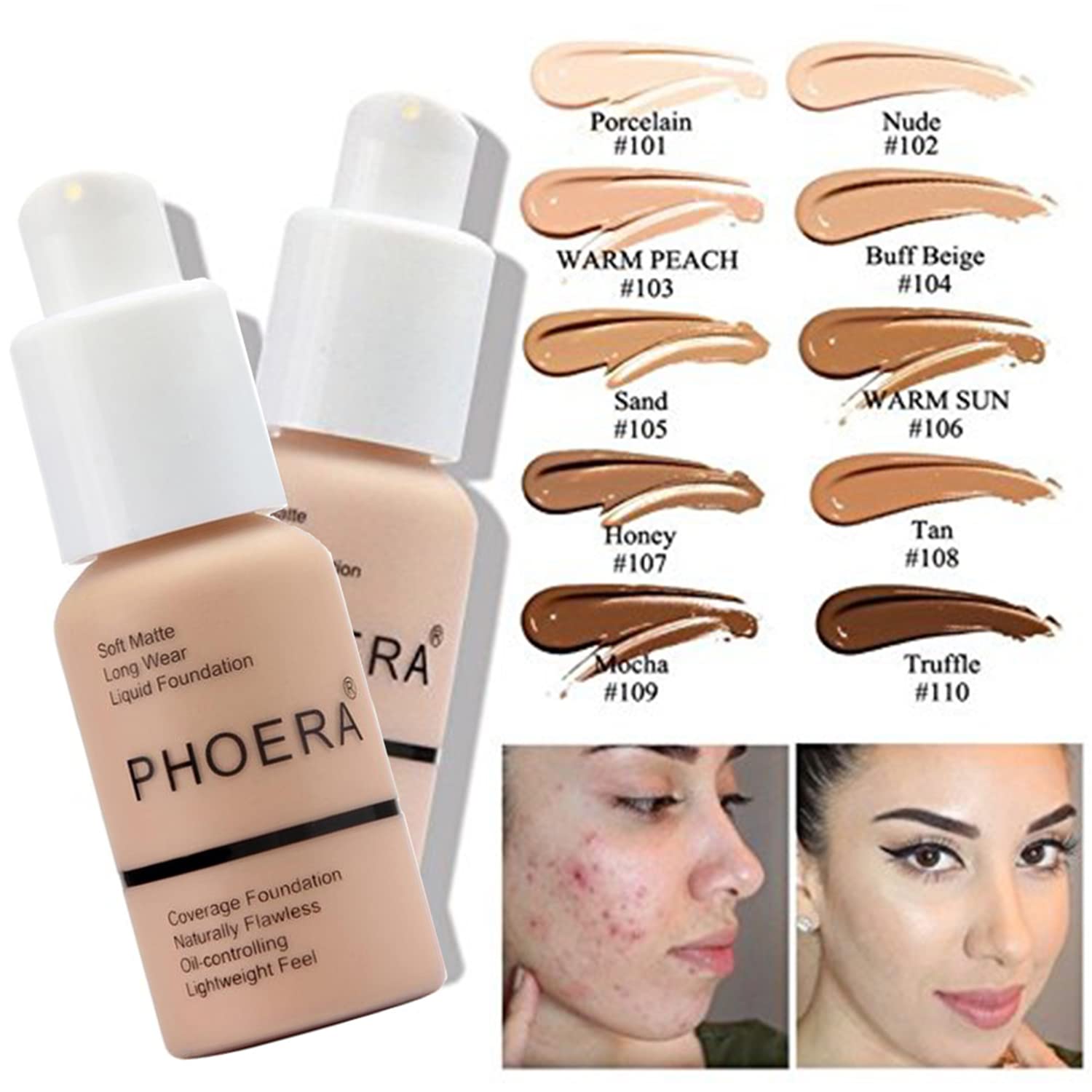 Phoera Foundation,3 Pcs Contour Stick Makeup Kit,Shades With Highlighter Stick,Blush Stick And Bronzer Contour,Phoera Makeup Mat
