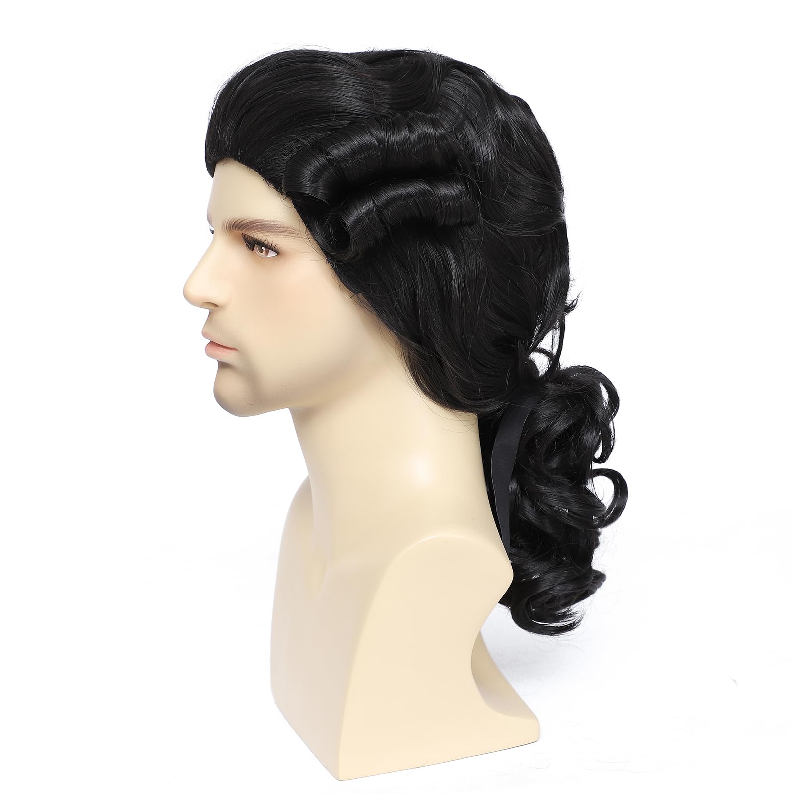 Traqur Judge Colonial Wig for Men White Funny Crazy Wigs Washington Halloween Costume Cosplay Party Wigs (Black)