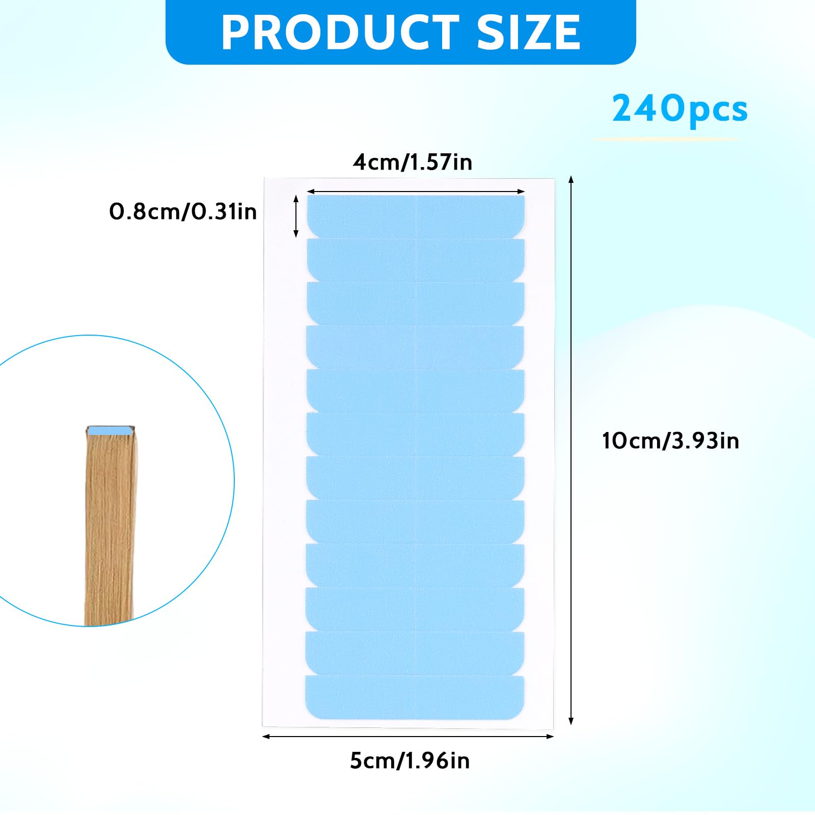 Hair Extension Tape, 240 Pieces Double Sided Adhesive Tape In Tape Replacement Invisible Waterproof Lace Front Wig Tape Tabs Rea