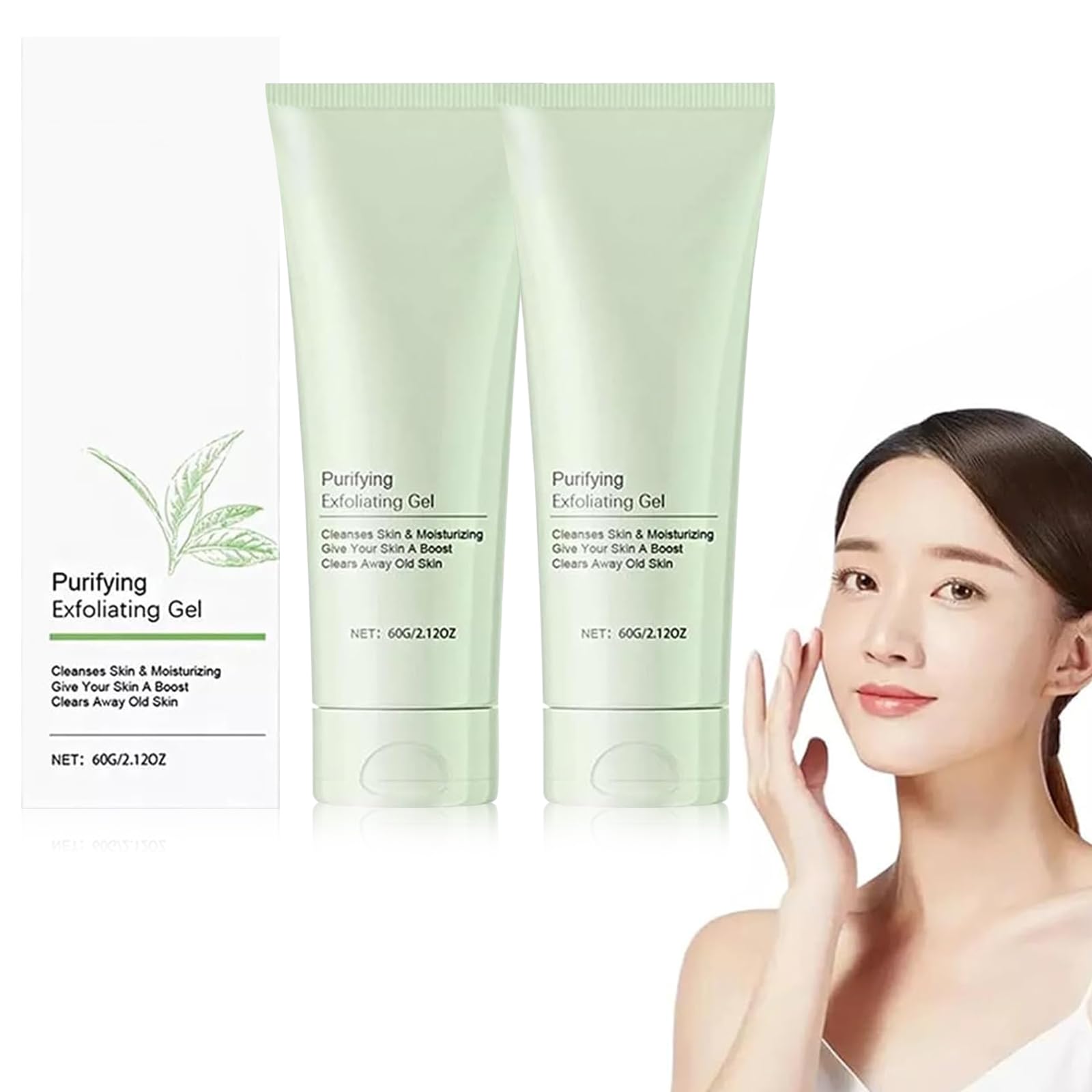 2PCS Purifying Exfoliating Gel, Exfoliating Scrub, Purifying Exfoliating Gel Moisturizing Cleanses Skin Give, Exfoliating Gel, B