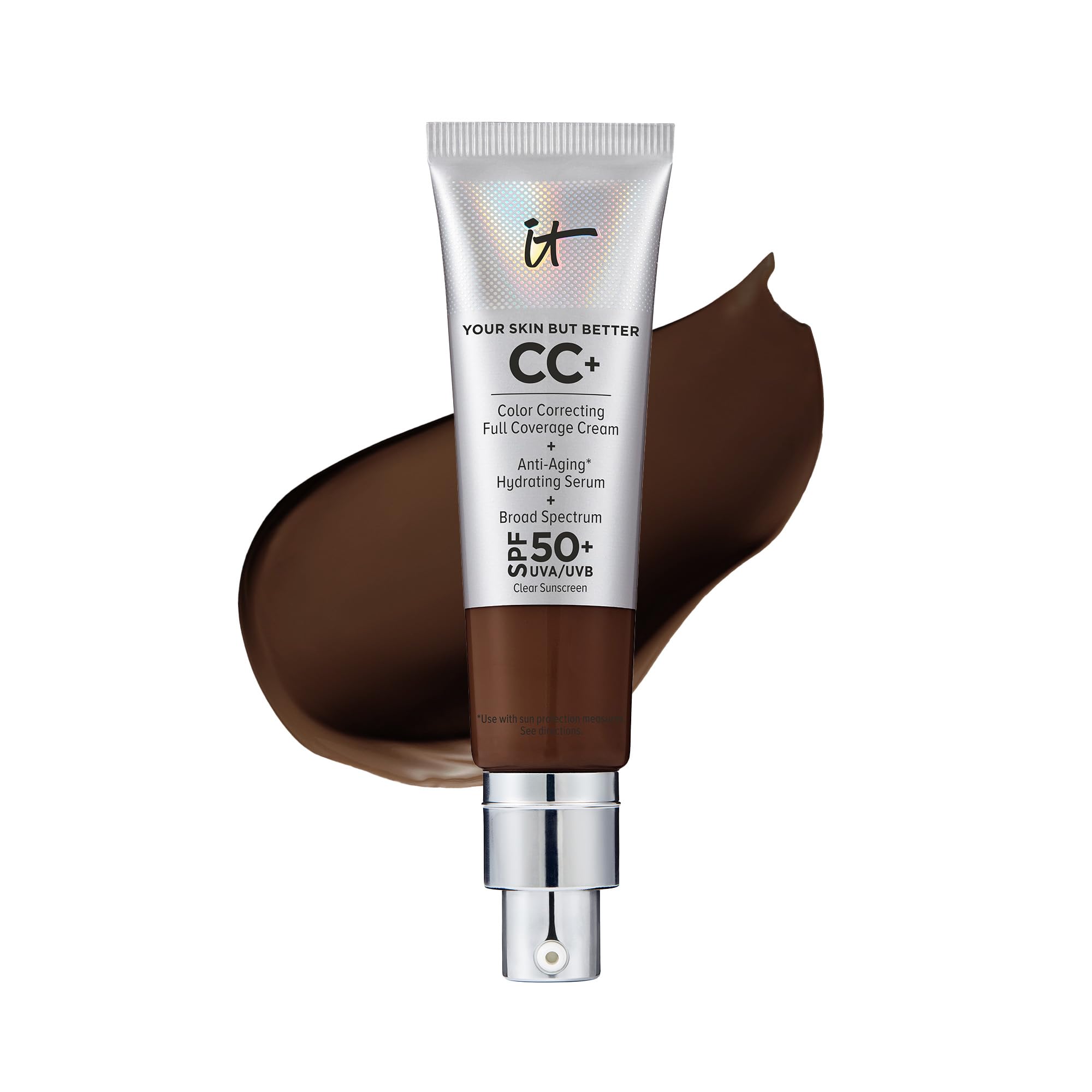 It Cosmetics Your Skin But Better Cc+ Cream, Deep Mocha - Color Correcting Cream, Full-Coverage Foundation, Hydrating Serum & Sp