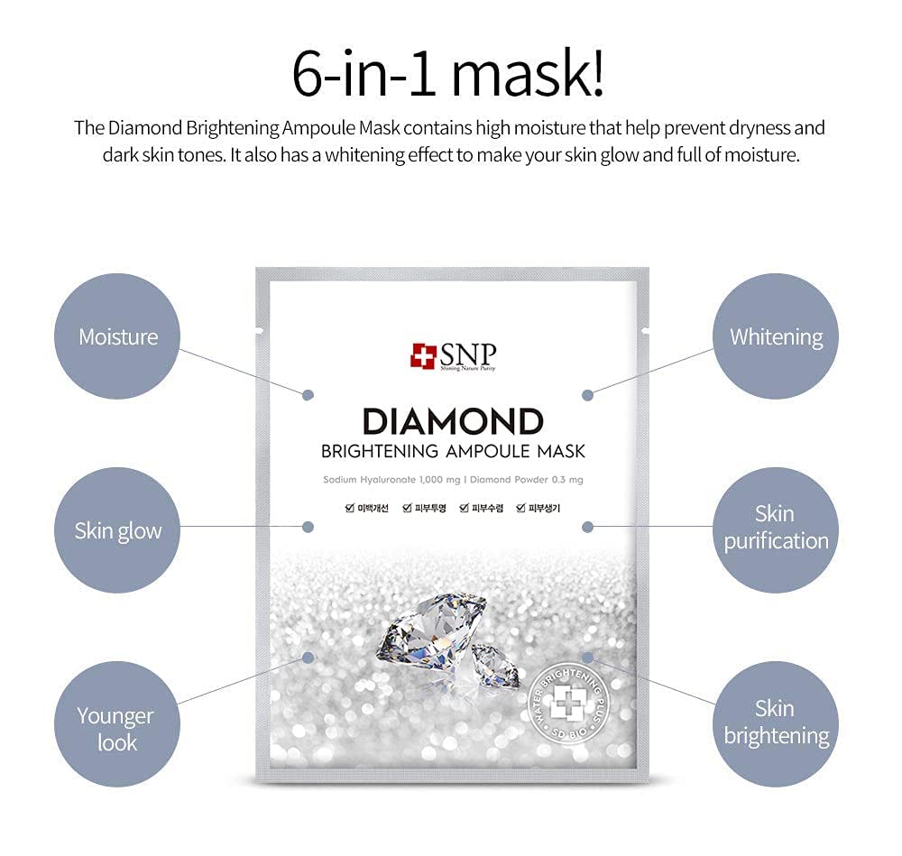 Snp - 12 Pcs Variety Ampoule Mask Set - 4 Birds Nest, 4 Gold Mask With Collagen, 4 Diamond - Best Gift Idea For Mom, Girlfriend,