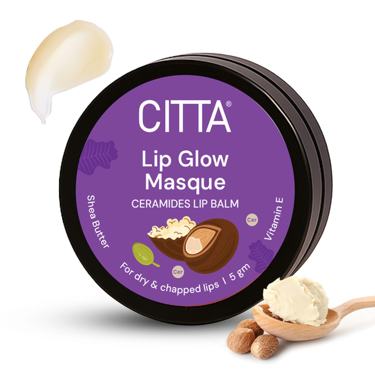 Citta Lip Balm With Ceramides & Shea Butter | Lip Glow Masque That Repairs & Restores Dry, Chapped Lips | Adds Natural Shine | L
