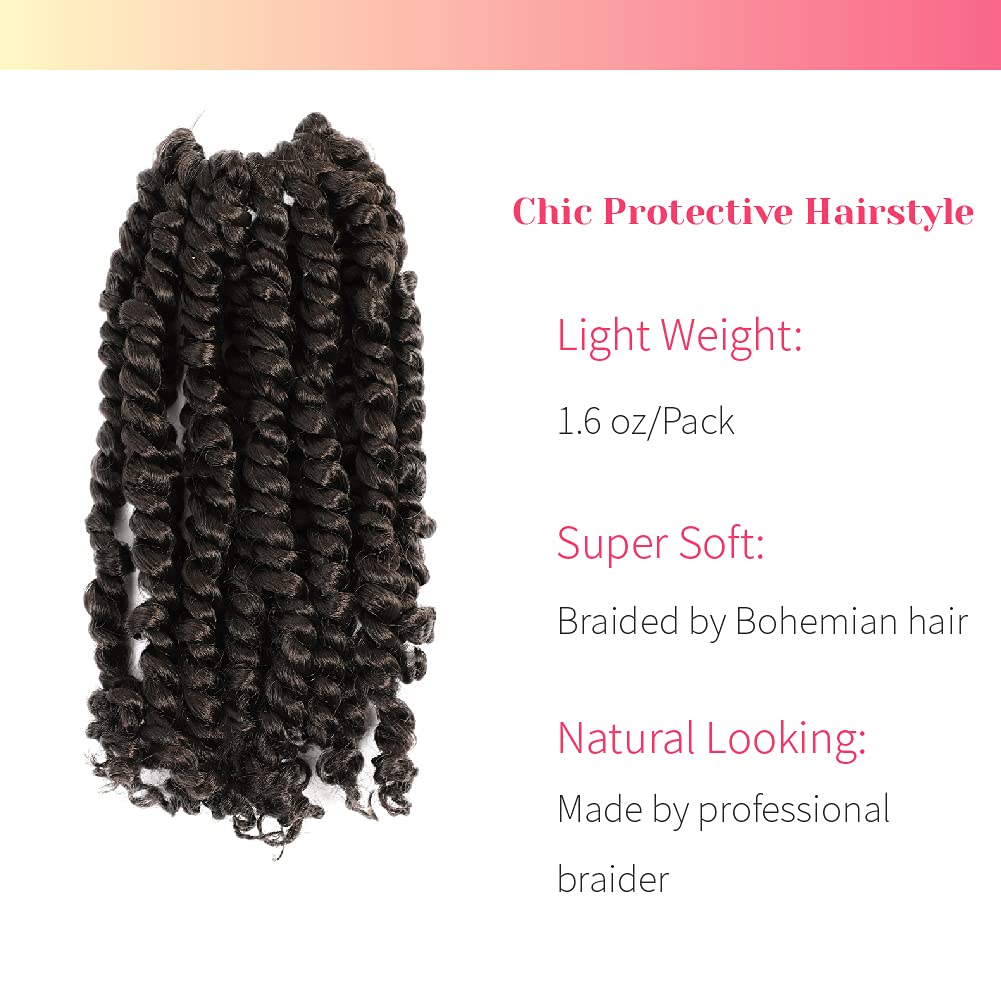 The Bohobabe Crochet Passion Twist Hair Pretwisted 12 Inch Short Pre-Looped Passion Twist Crochet Braiding Hair 8 Packs(4#)