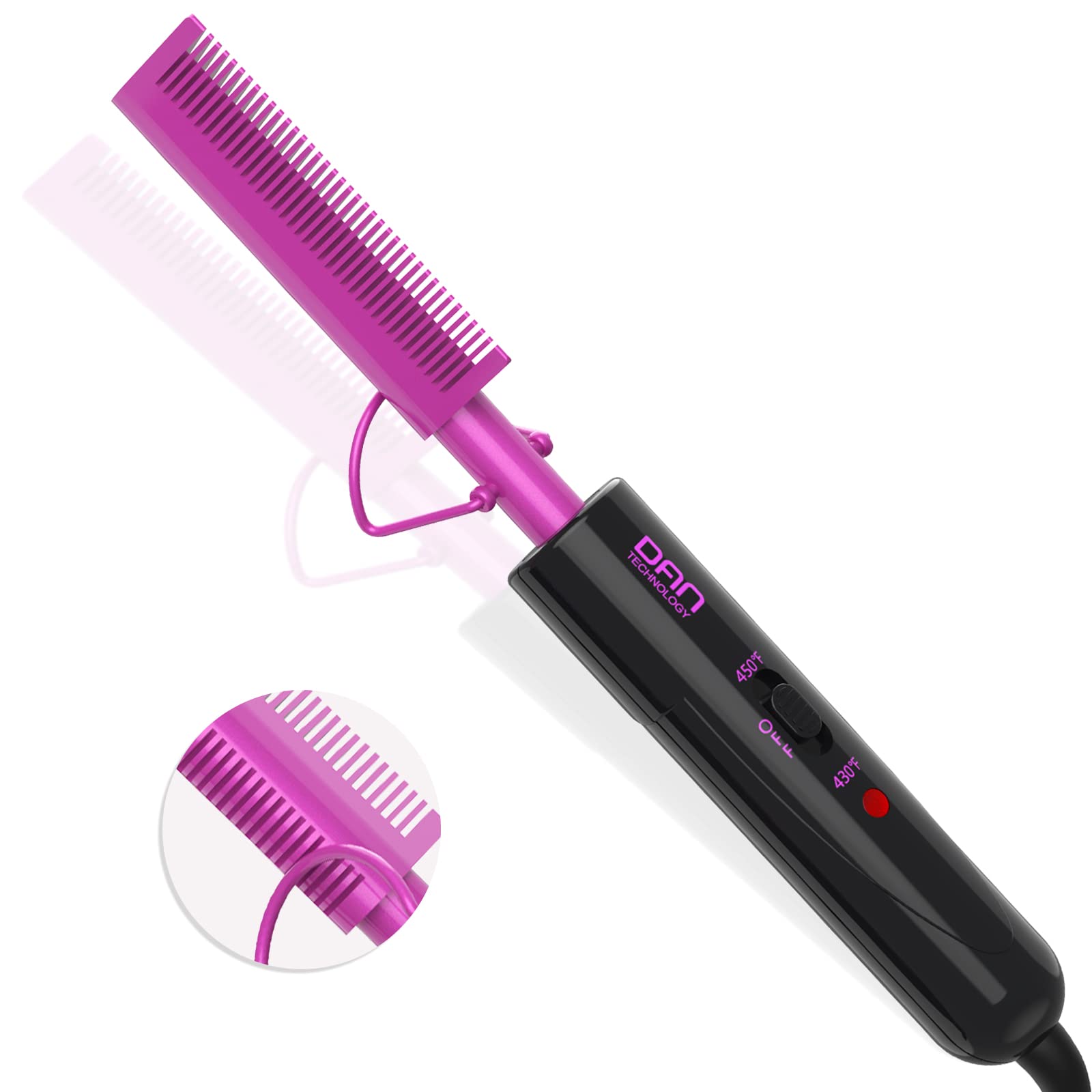 2 in 1 Hot Comb Hair Straightener for Wigs, Black Hair & Beard, Anti-Scald Straightening Comb with Keratin & Argan Oil Infused T