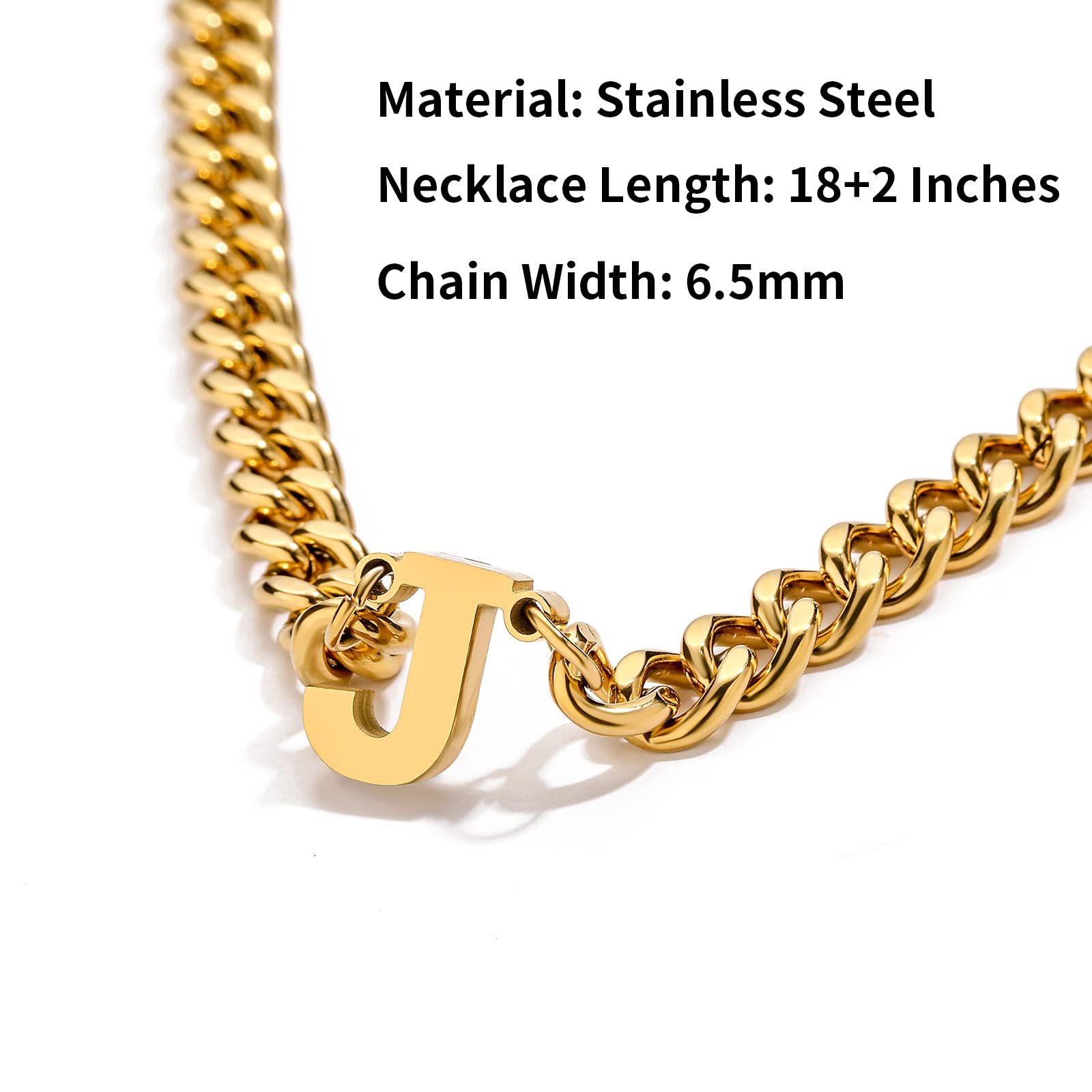DuoDiner R Letter Necklace Initial Cuban Link Chain for Men Boys Stainless Steel Pendant Gift Gold