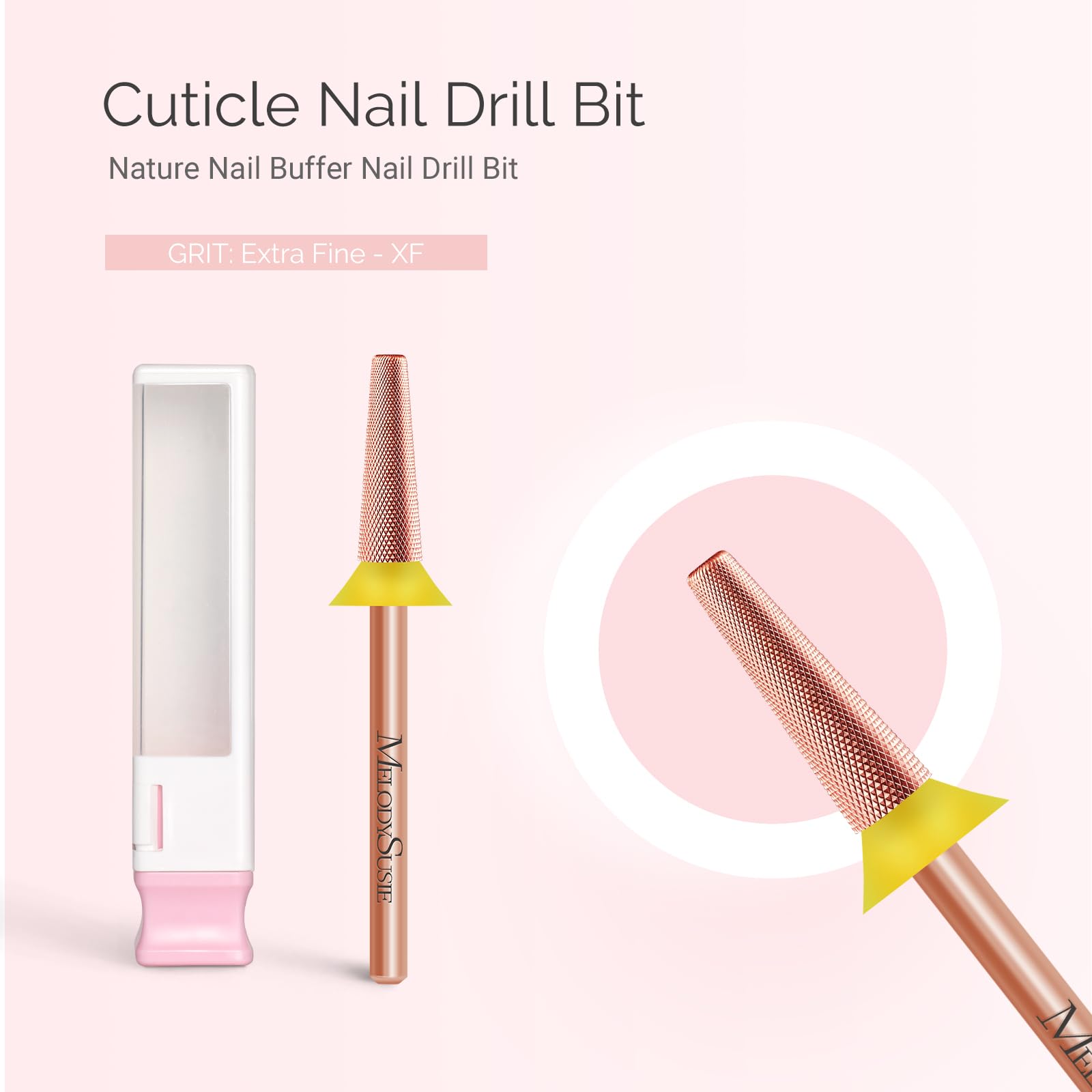 Melodysusie Tapered Barrel Nail Buffer Bit, Professional Safety Carbide Nail Bit For Nature Nail Bed File Cuticle Dead Skin Clea
