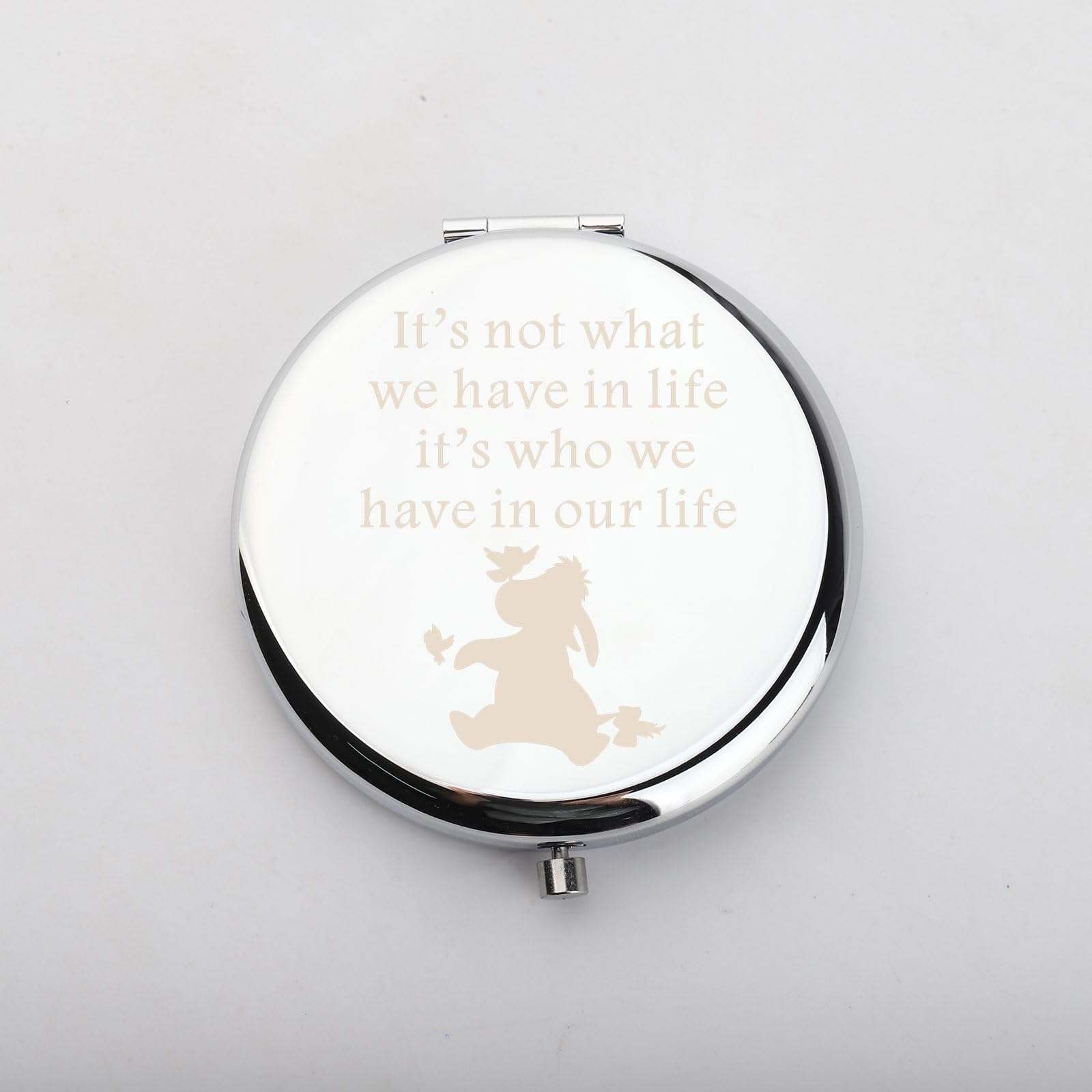 Wusuaned Donkey Makeup Mirror Its Not What We Have In Life Its Who We Have In Our Life Jewelry Donkey Lover Gift (Eeyore Lover M