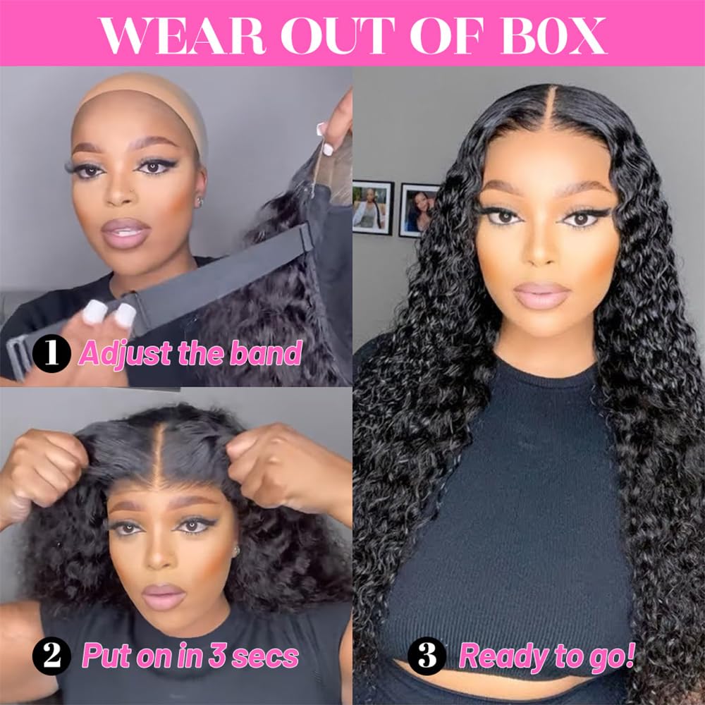 Jenniferita Wear And Go Glueless Wig 24 Inch Deep Wave Human Hair Wigs 200% Density Hd Lace Front Wigs Human Hair Seconds Wear C