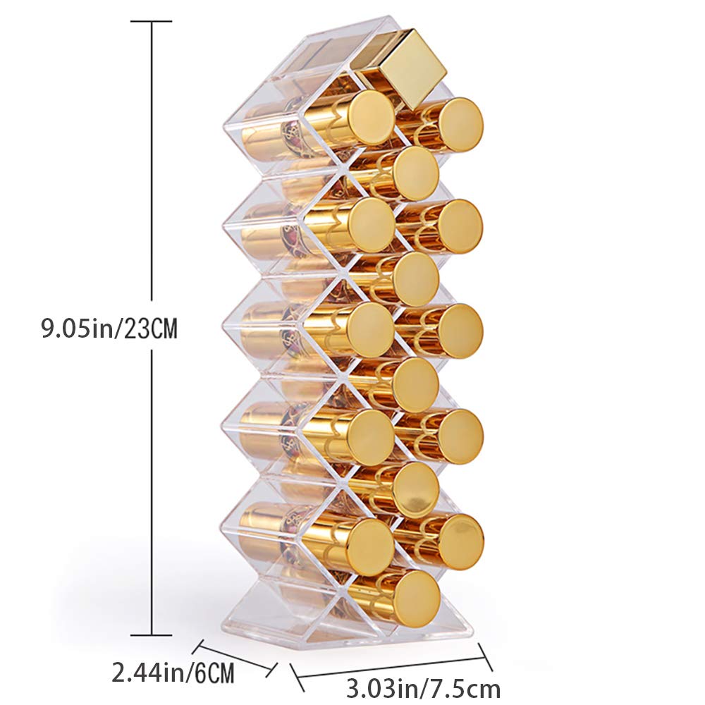 Yiezi Lipstick Holder Organizer 16 Spaces Acrylic Stackable Fish Shape Lipstick Tower, Lip Gloss Storage Stand, Perfect For Lipg