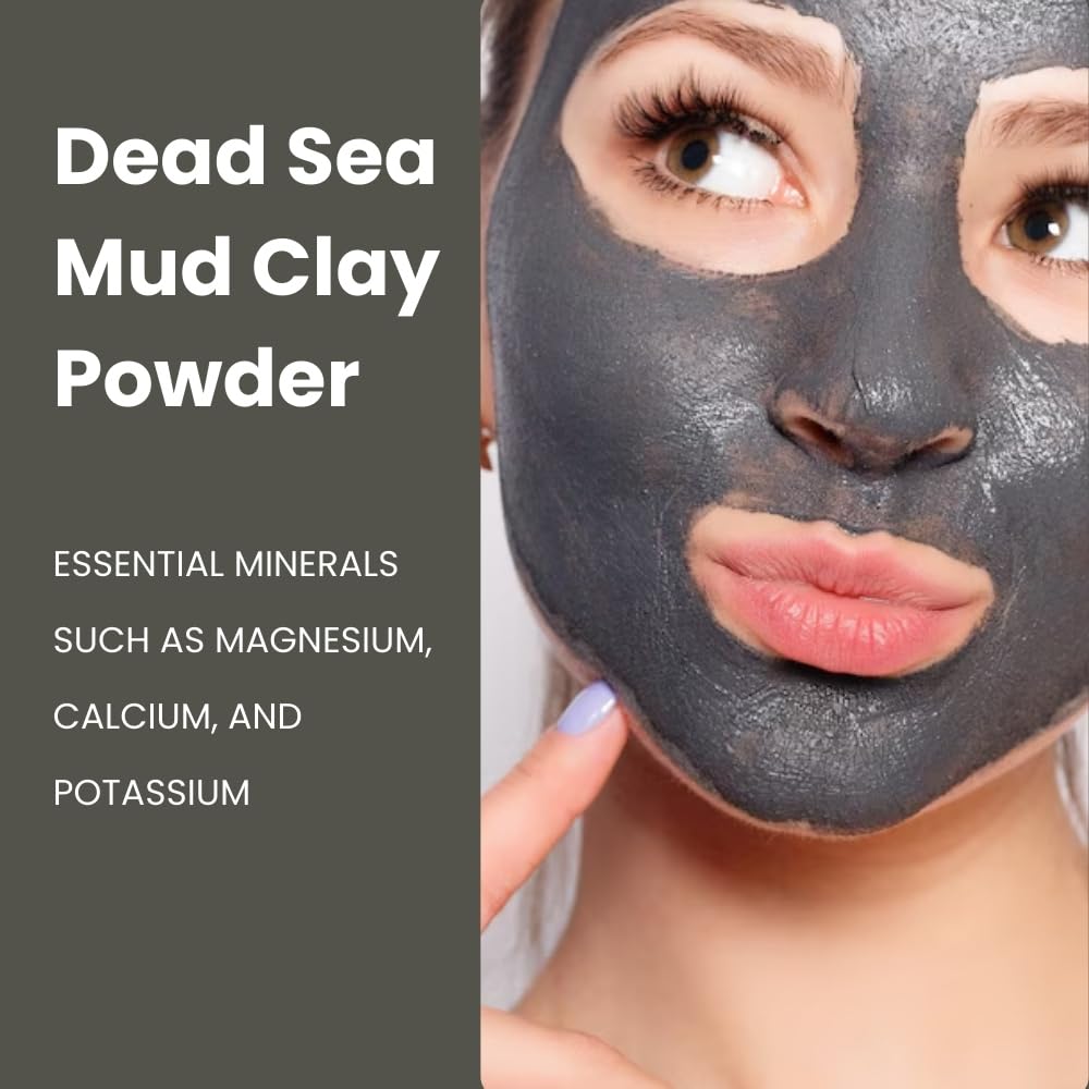Hebhac Herbs Dead Sea mud powder 227 g | Powder for Facial Mask for Men & Women | Natural Facial Cleanser, Skin Tightening, Blac