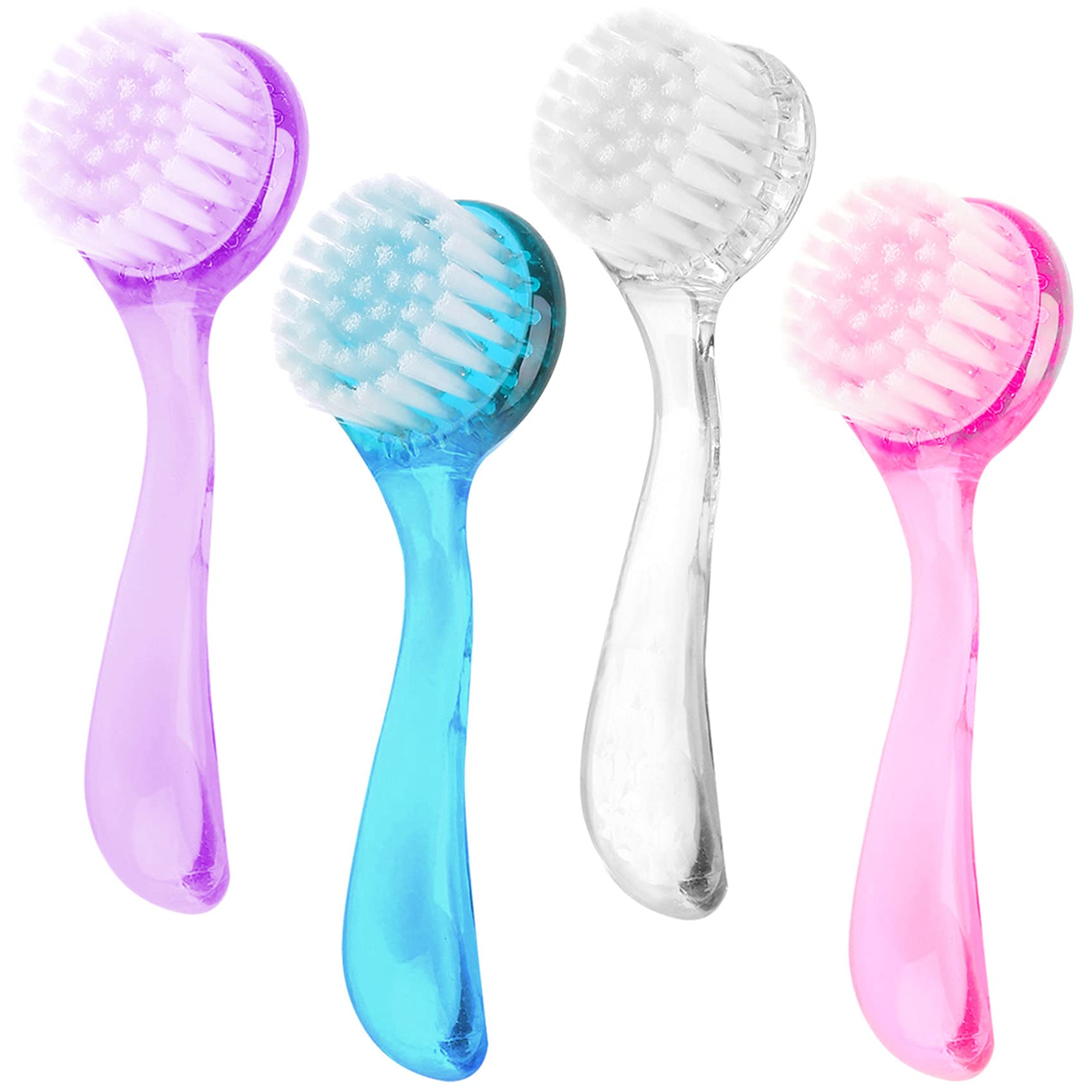 4 Colors Facial Cleansing Brush, Beomeen Facial Exfoliating Brush Face Wash Scrub Exfoliator Brush for Makeup Skincare Removal, 