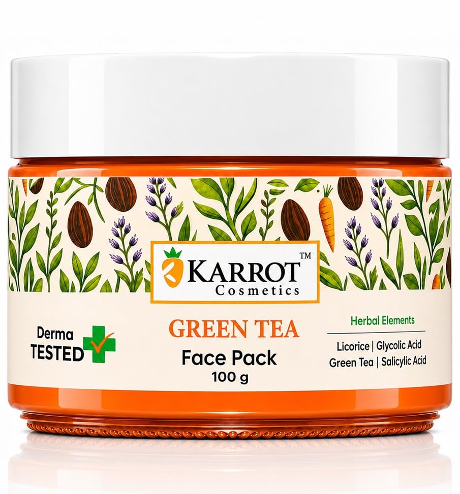 Karrot Green Tea Face Pack For Acne & Oil Control | With Salicylic Acid, Niacinamide, Tea Tree, Licorice & Green Tea | AntiPimp
