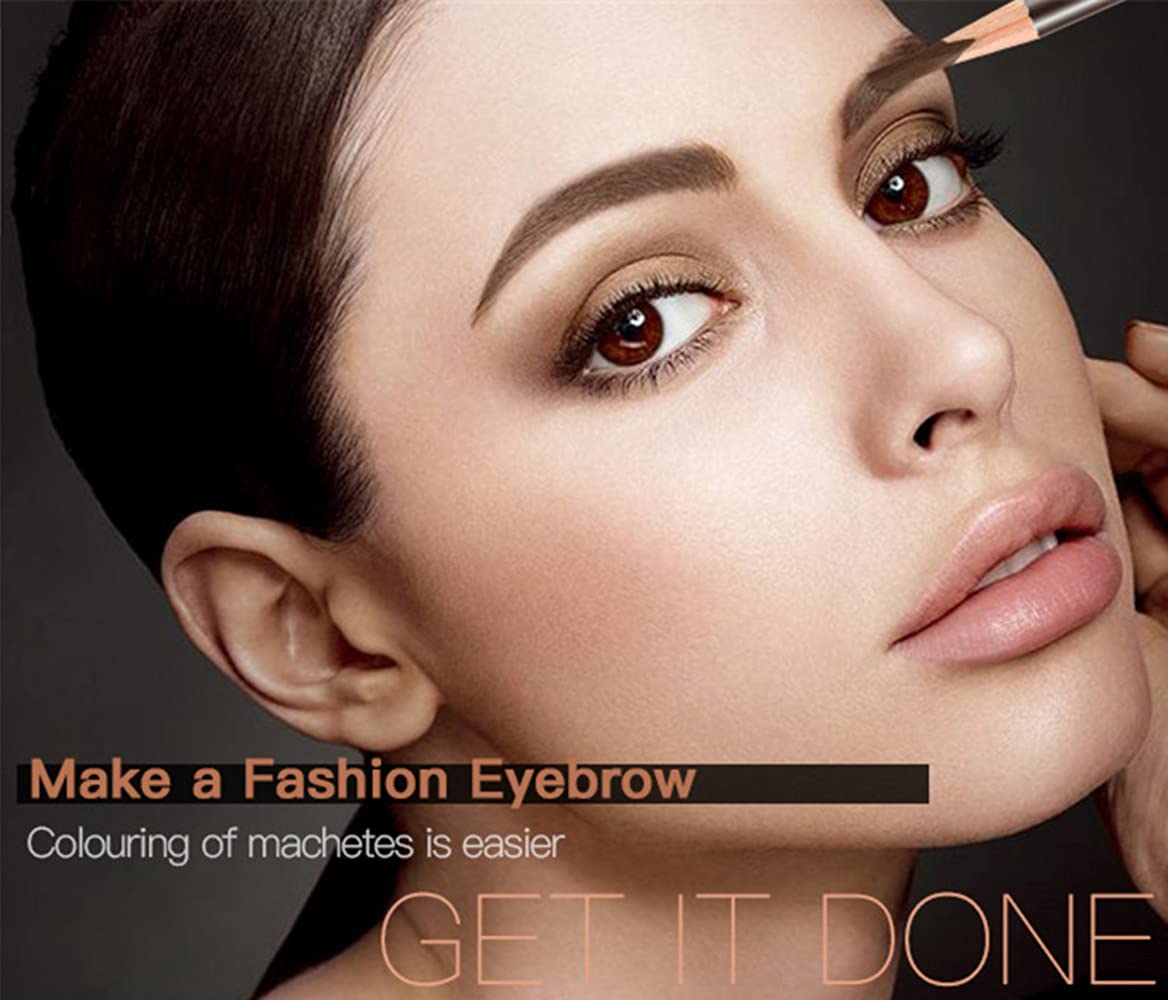 Go Ho 12 Pcs Dark Brown Eyebrow Eyeliner Pencils Makeup Pen,Sweatproof Eye Brow Pencil,Long-Lasting Nice Color Eyebrow Pen,Make