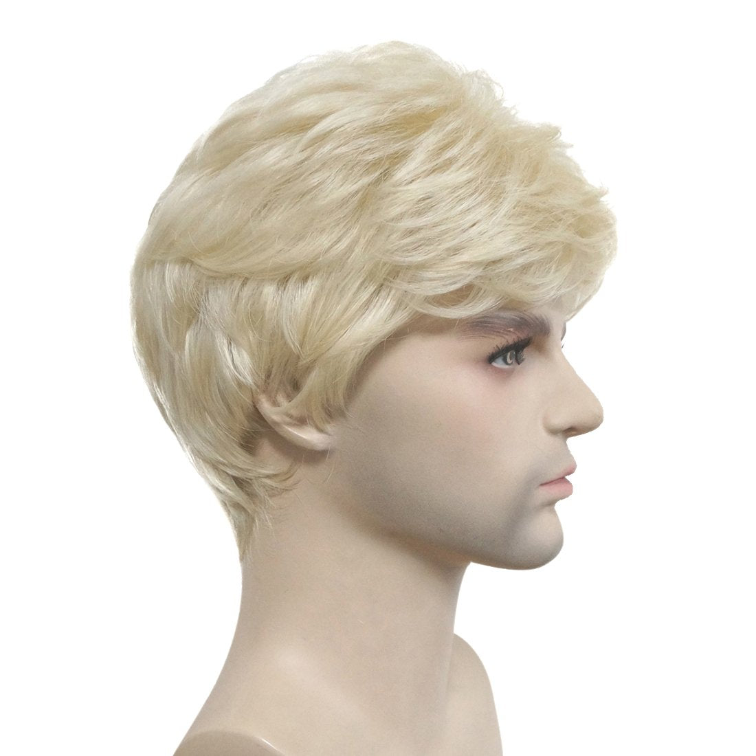 Lydell Men Wig Natural Short Straight Hair Synthetic Full Wigs (613 Light Blonde)